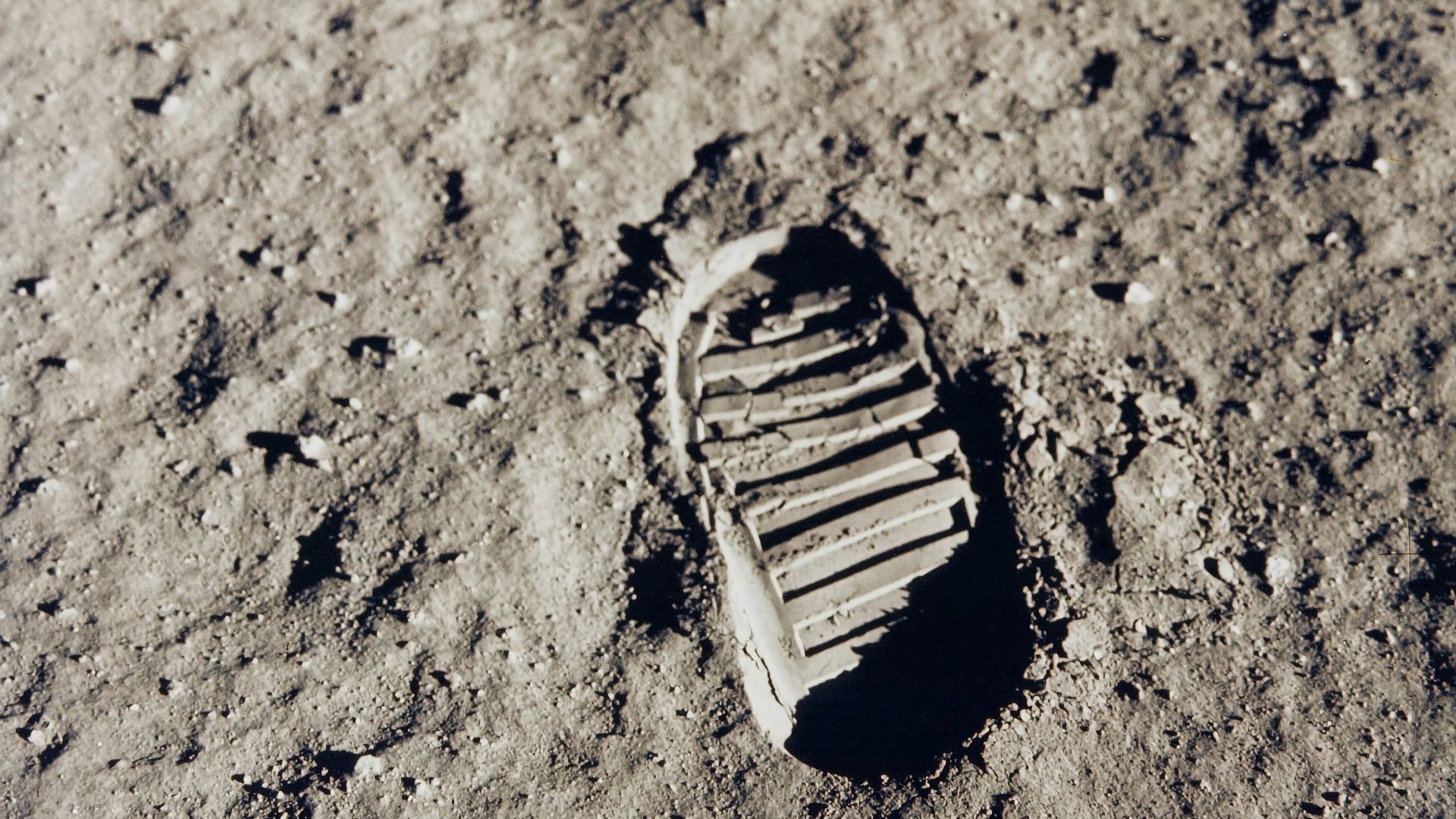 Footprint on lunar regolith