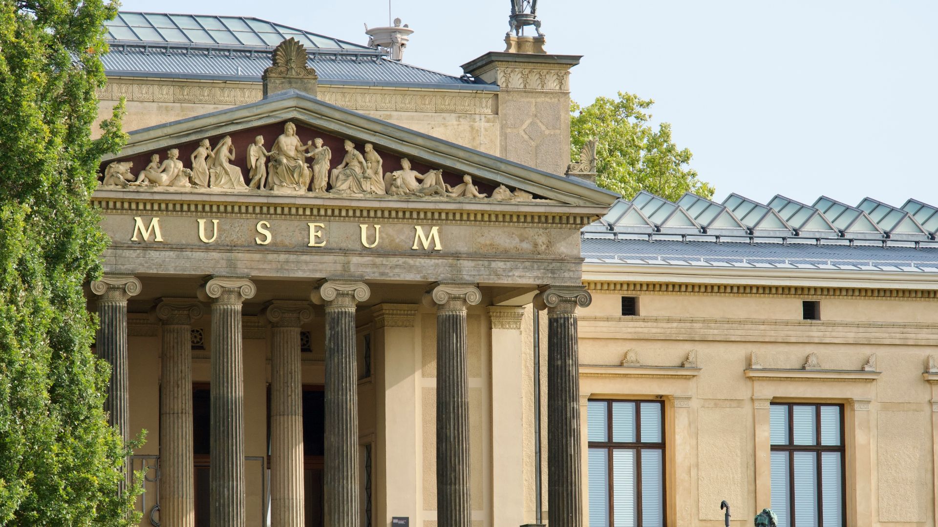 a building with a statue in front of it