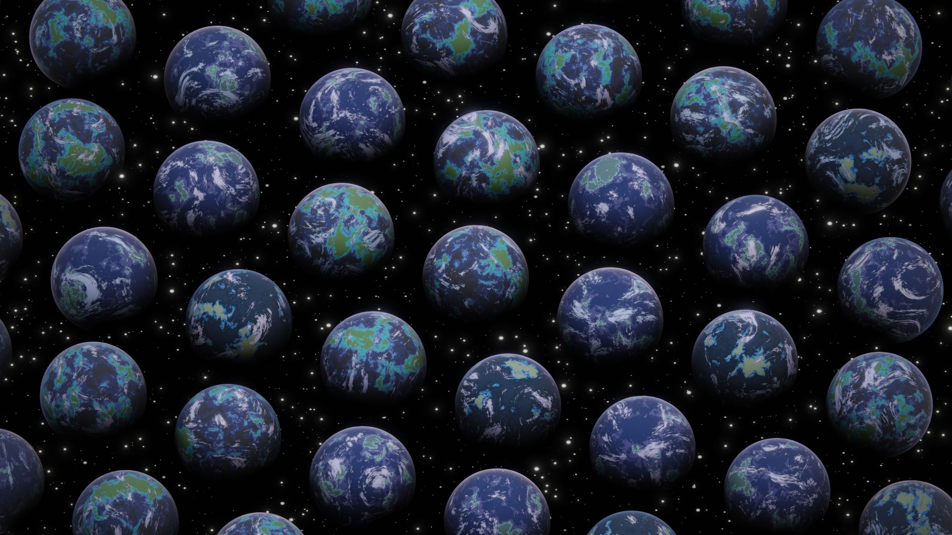 a large group of blue balls in the air