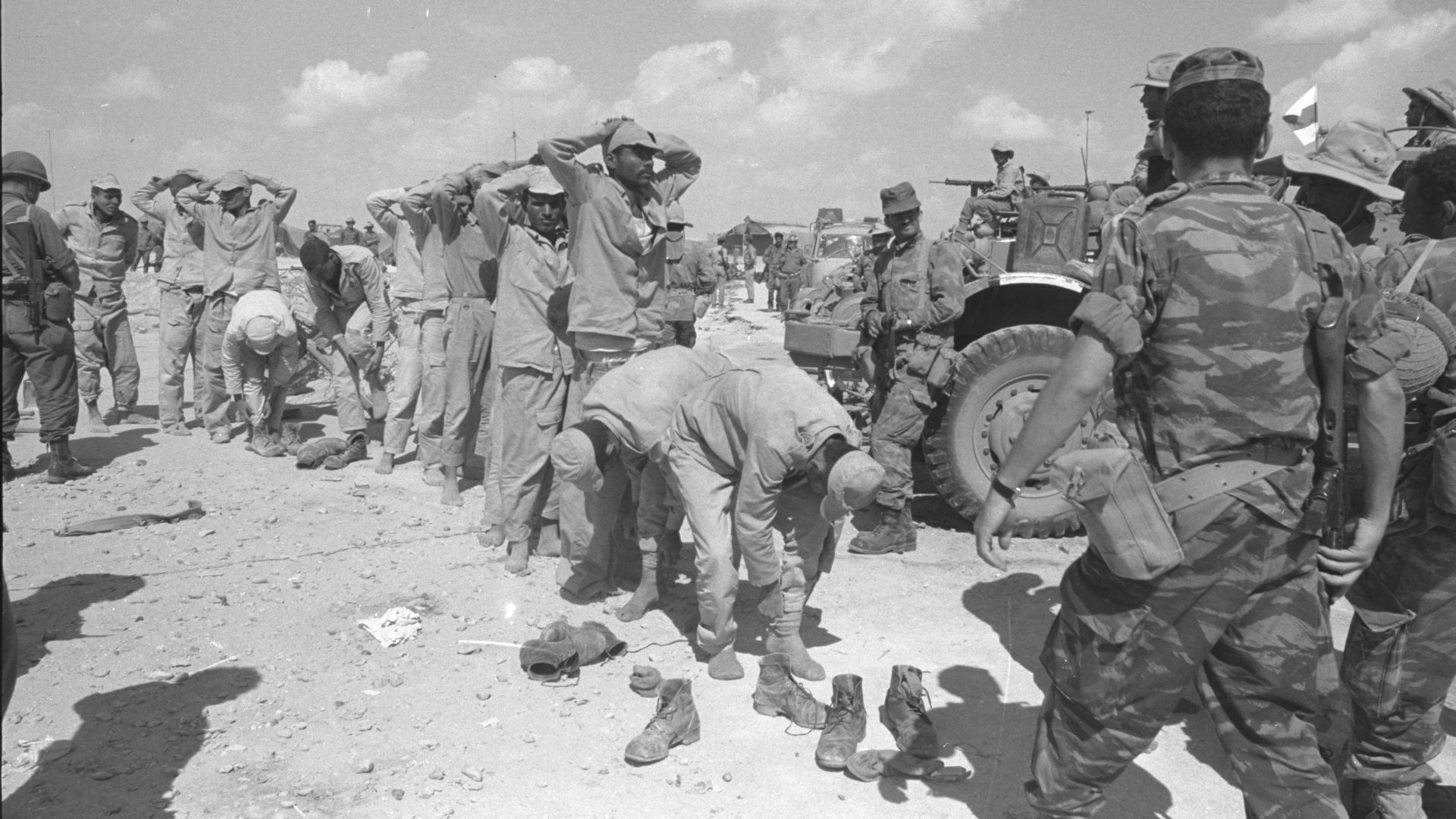 File:Six Day War. Egyptian prisoners of war being rounded up outside El Arish. June 1967. D326-061.jpg