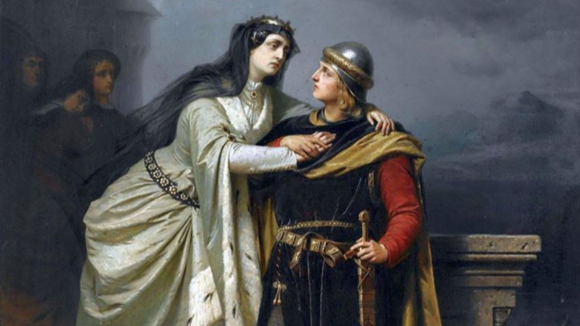 File:Emil Teschendorff - Queen Guinevere bidding farewell to Sir Lancelot.jpg