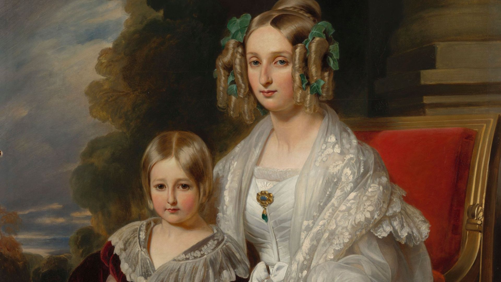 File:Queen Louise of Belgium with her son Prince Leopold, Duke of Brabant, later Leopold II of Belgium (by F. X. Winterhalter) – Royal Collection.jpg