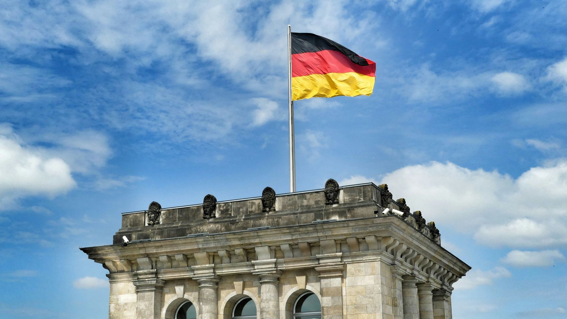 a building with a flag on top of it