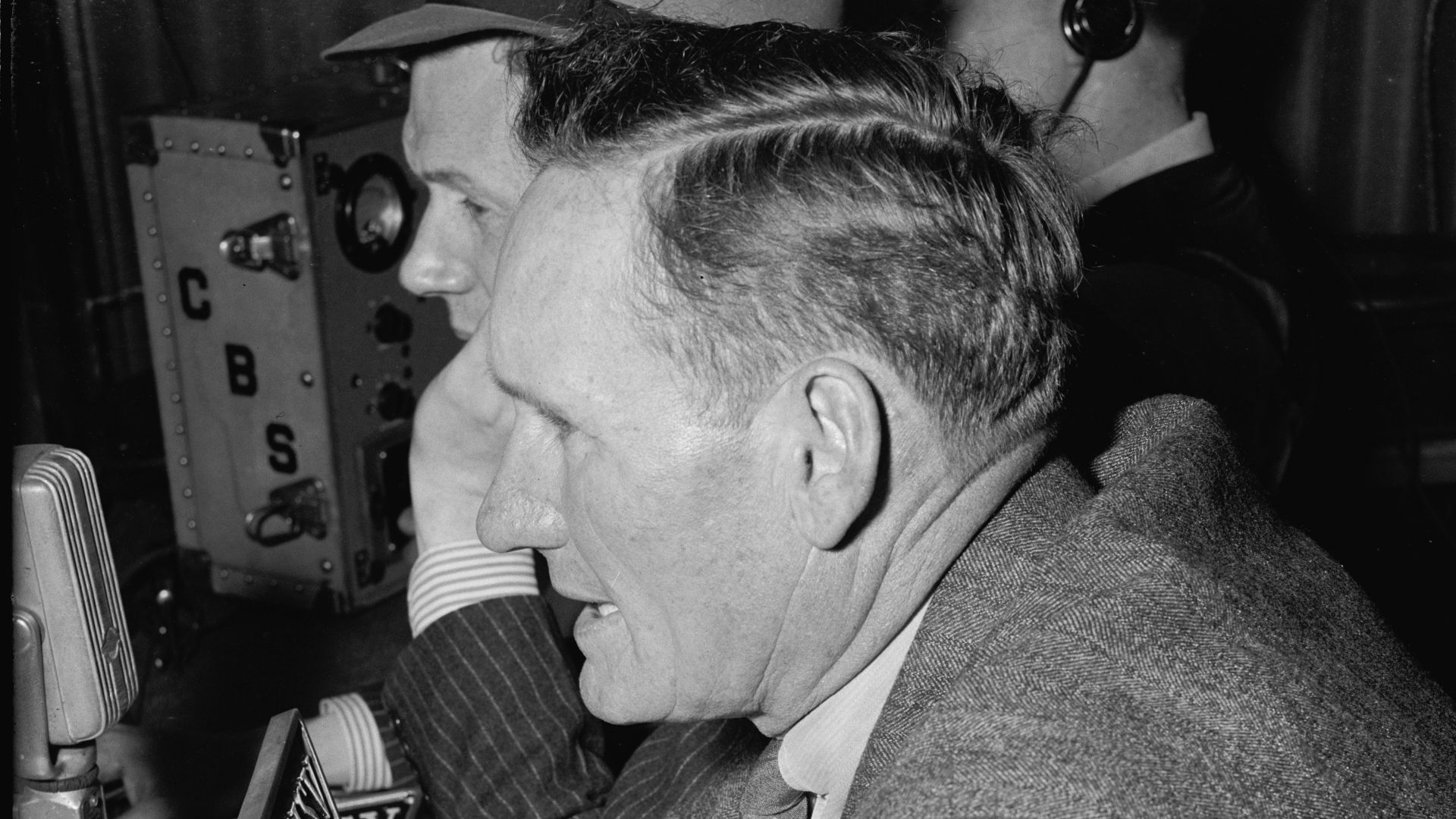File:Big Train now calls 'em from the announcer's booth. Washington, D.C., April 22. 'Big Train' Walter Johnson, long time star in baseball's hall of fame, is now Washington's CBS station, WJSV, LCCN2016875496.jpg