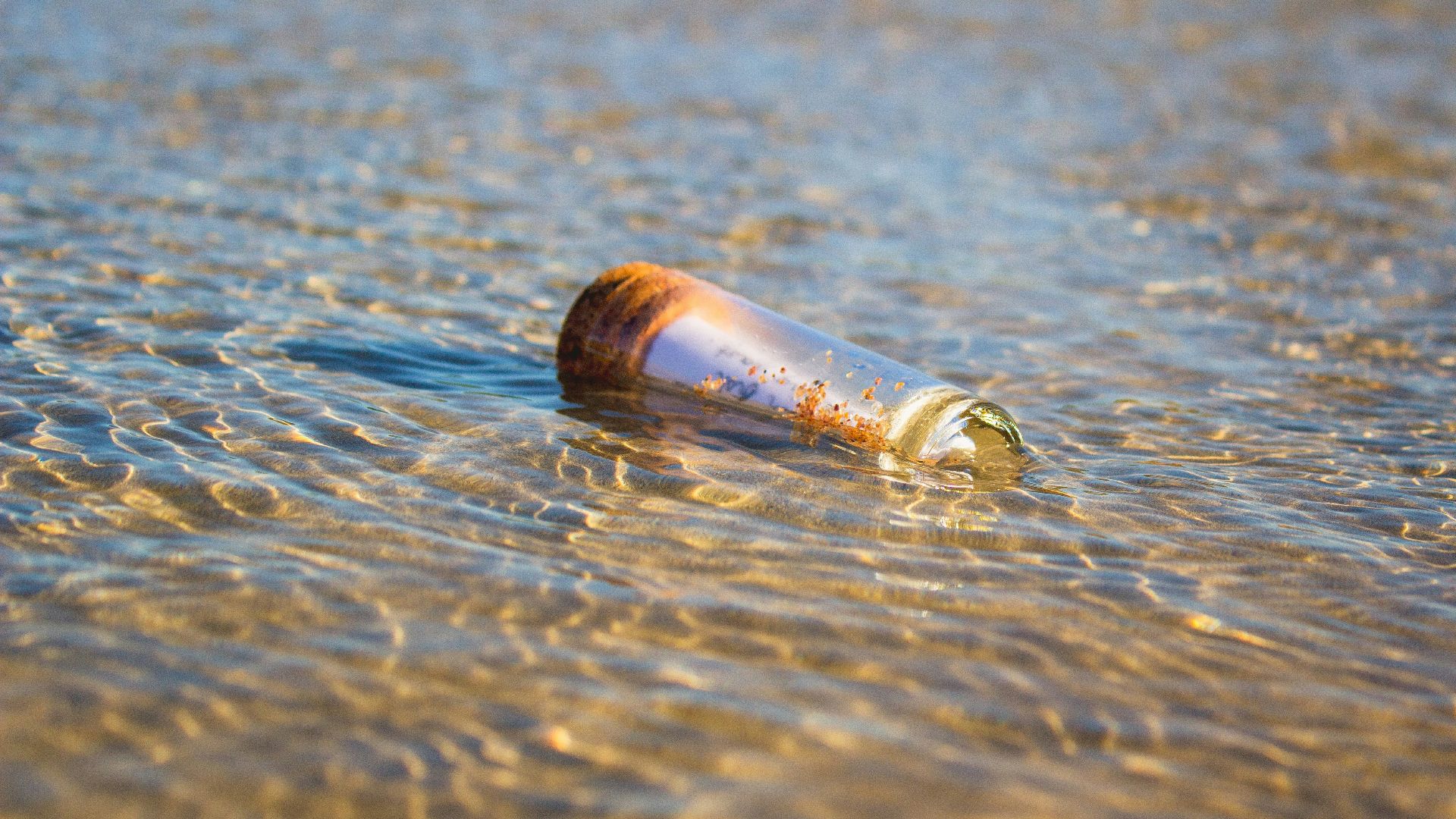 a bottle floating in a body of water