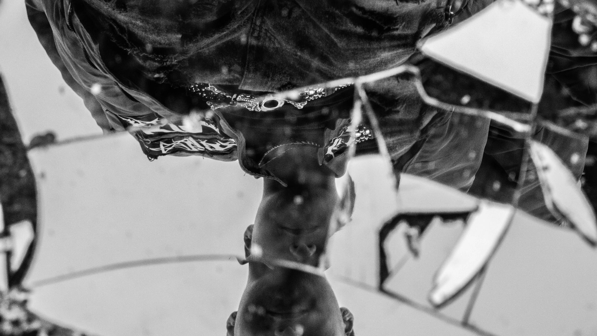 a reflection of a person in a mirror