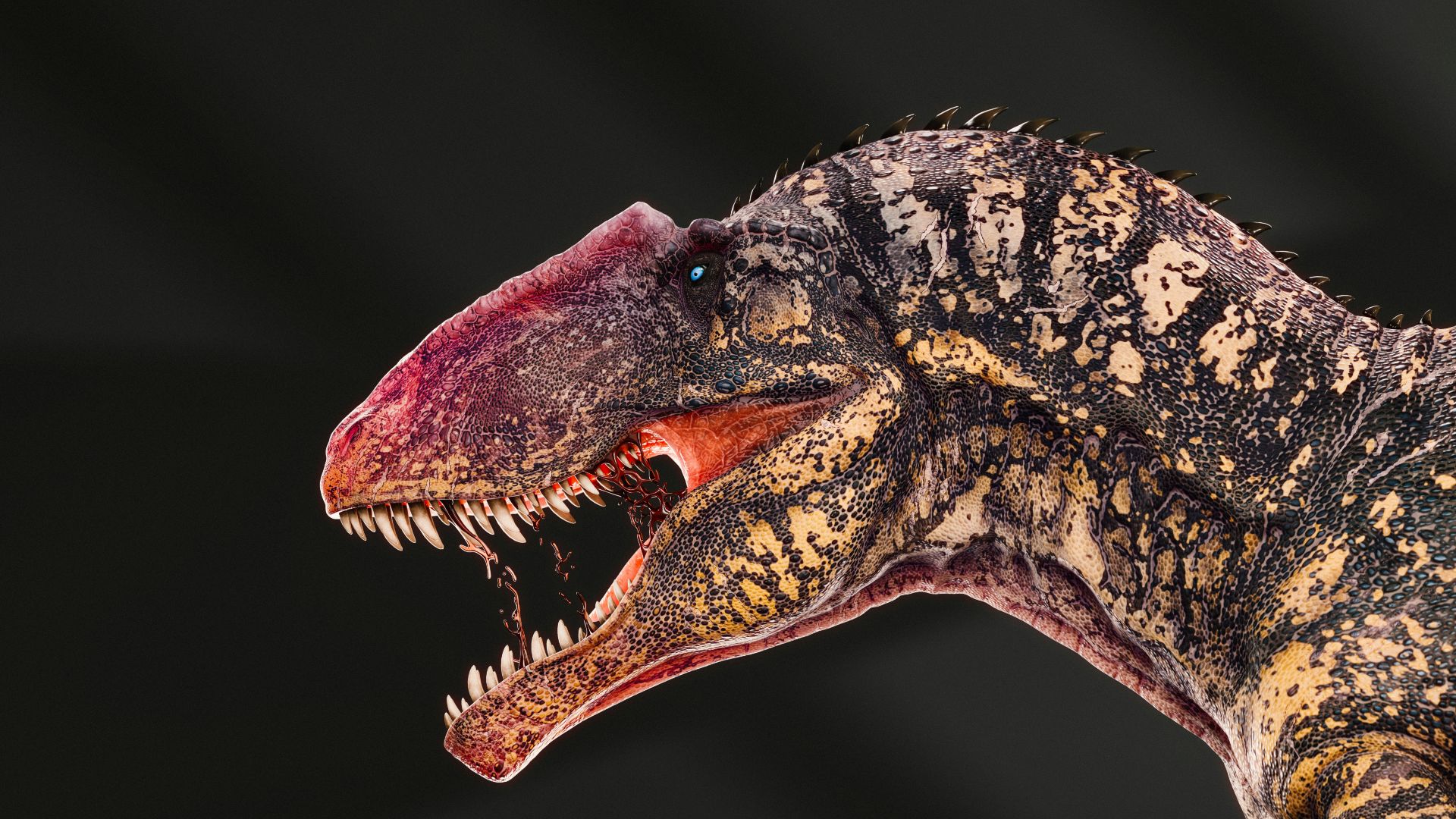 A detailed illustration of a dinosaur's head.