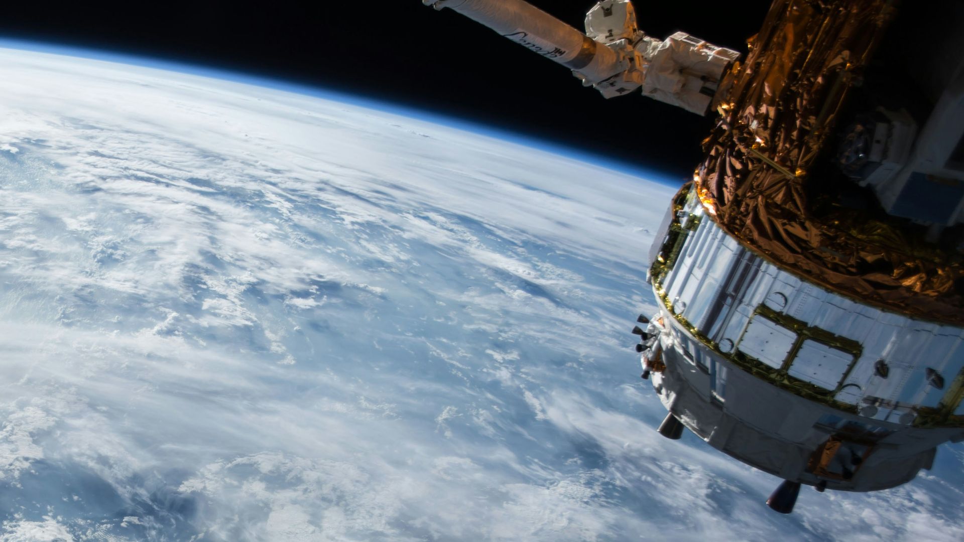 view of Earth and satellite