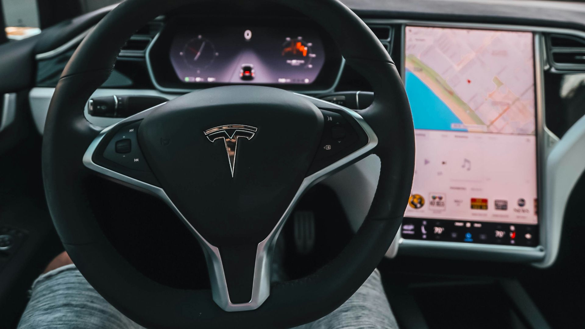 interior view of Tesla car
