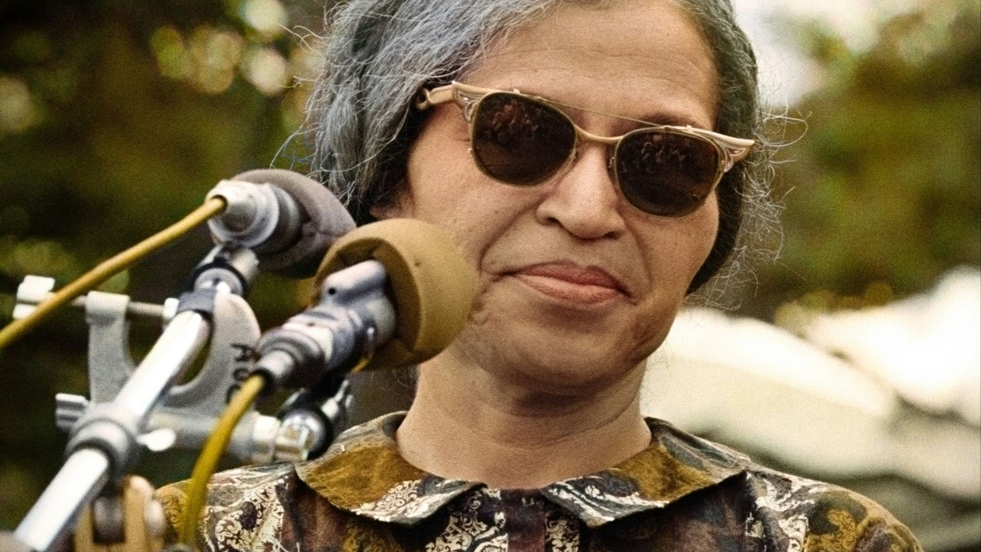Rosa Parks gives a speech at the Poor Peoples March in 1968