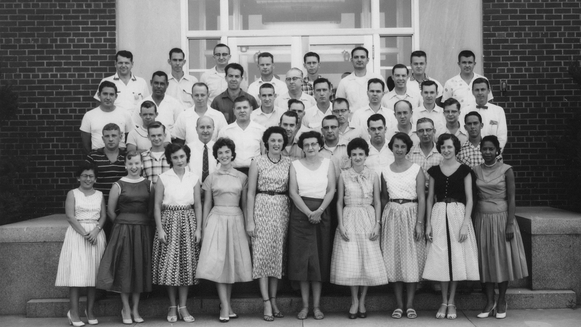 File:NASA human computers - Mary Jackson on far right - Pressure Tunnel staff taken in 1950s.jpg