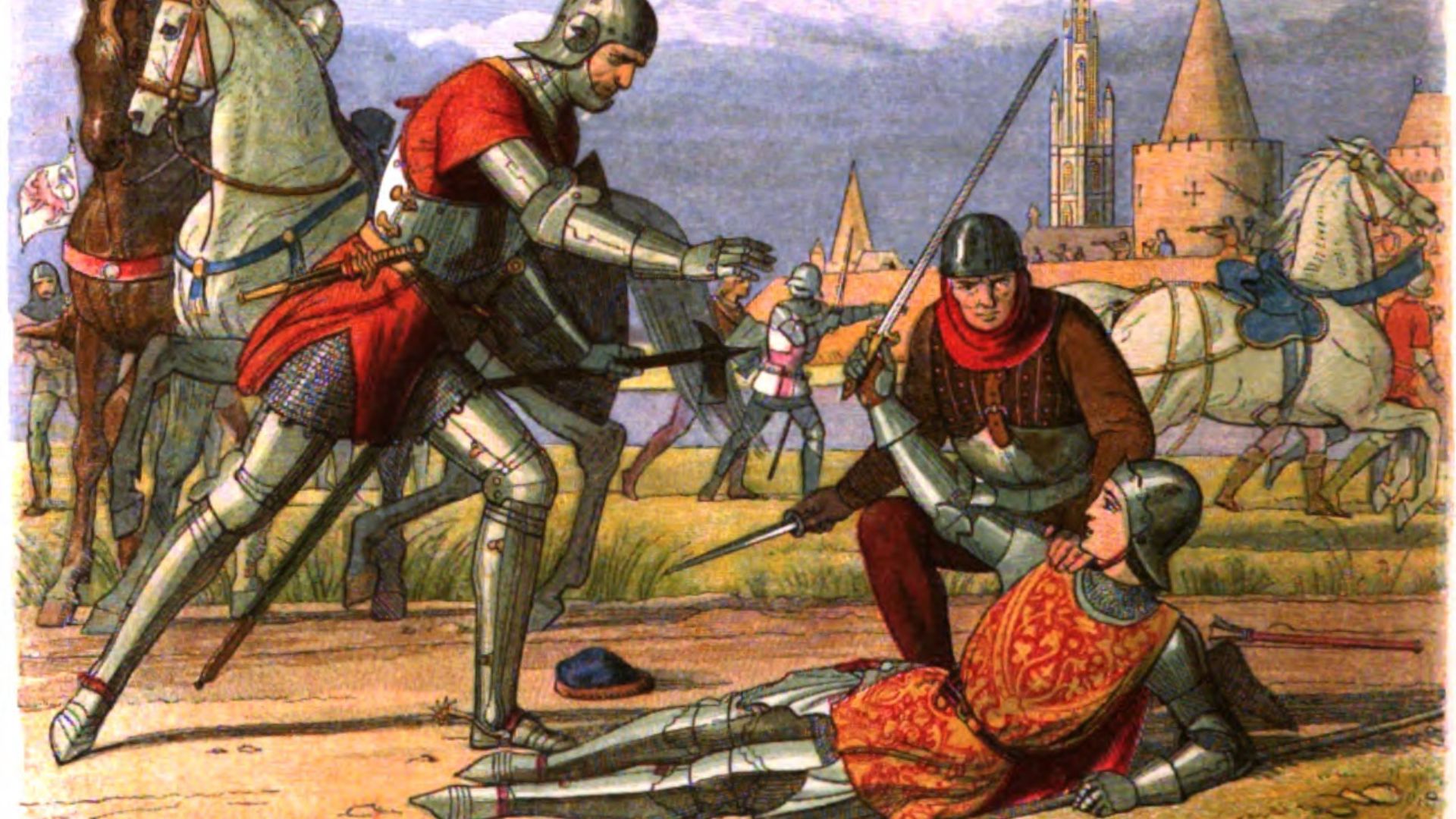 File:A Chronicle of England - Page 386 - Capture of the Maid at Compiegne.jpg