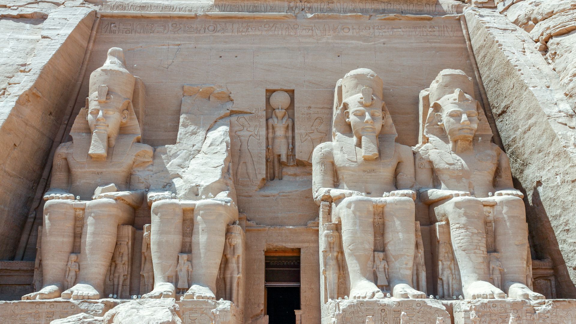 ancient pharaoh sitting monument