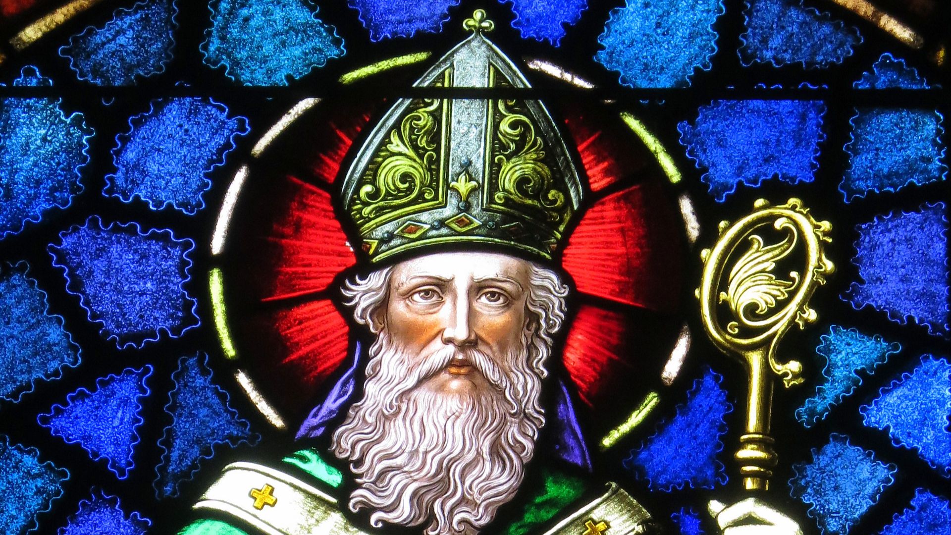 File:Saint Patrick Catholic Church (Junction City, Ohio) - stained glass, Saint Patrick - detail.jpg