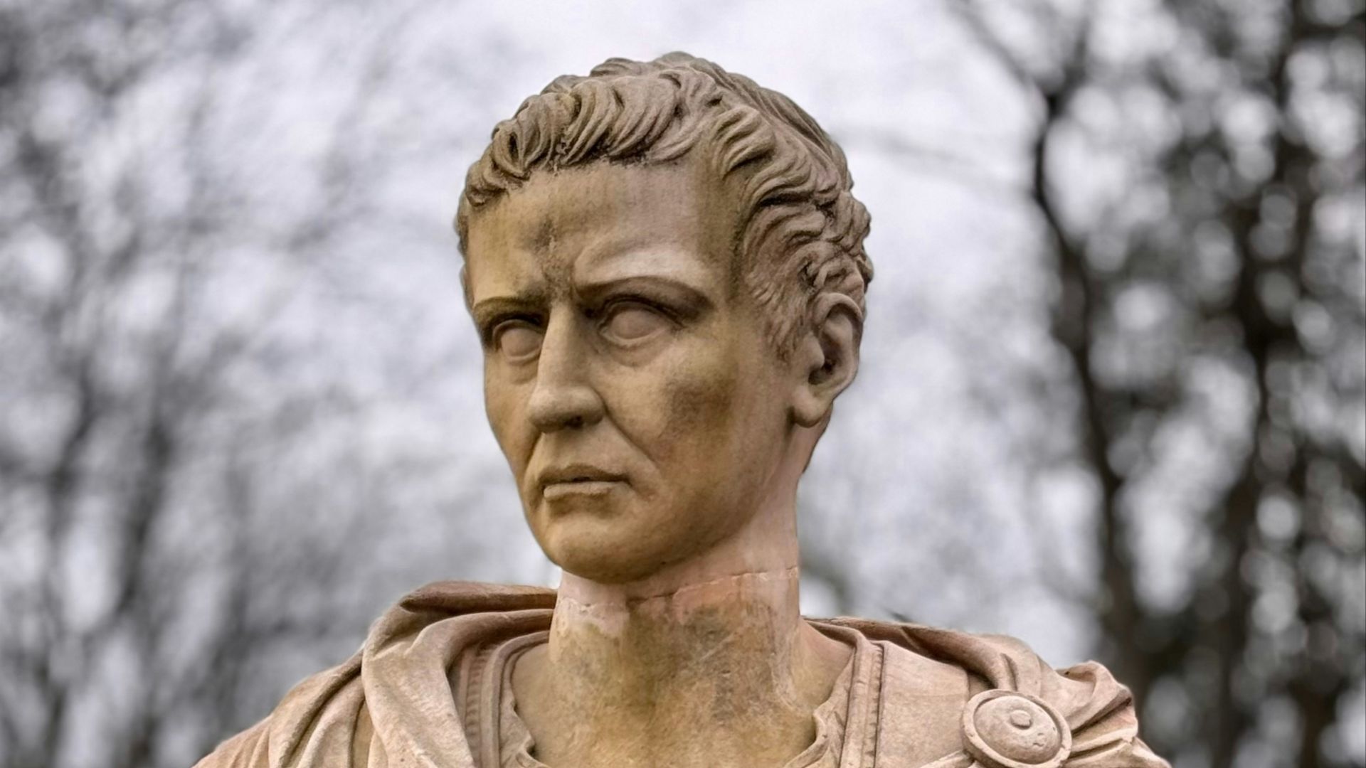 a bust of a man in a park