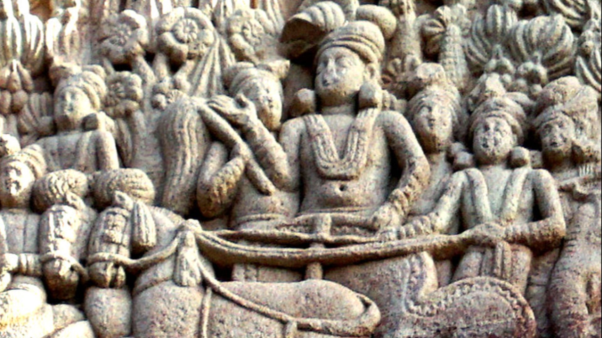 File:Ashoka's visit to the Ramagrama stupa Sanchi Stupa 1 Southern gateway.jpg