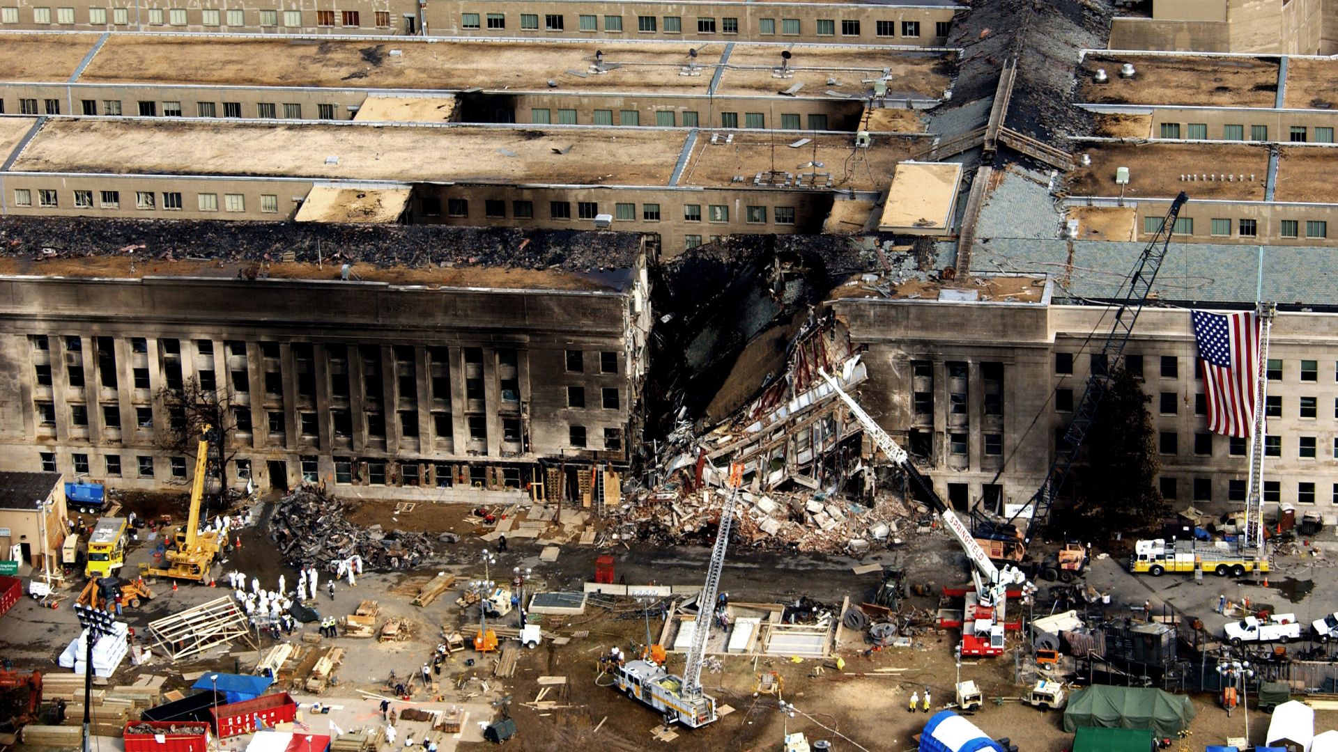 File:Aerial view of the Pentagon during rescue operations post-September 11 attack.JPEG