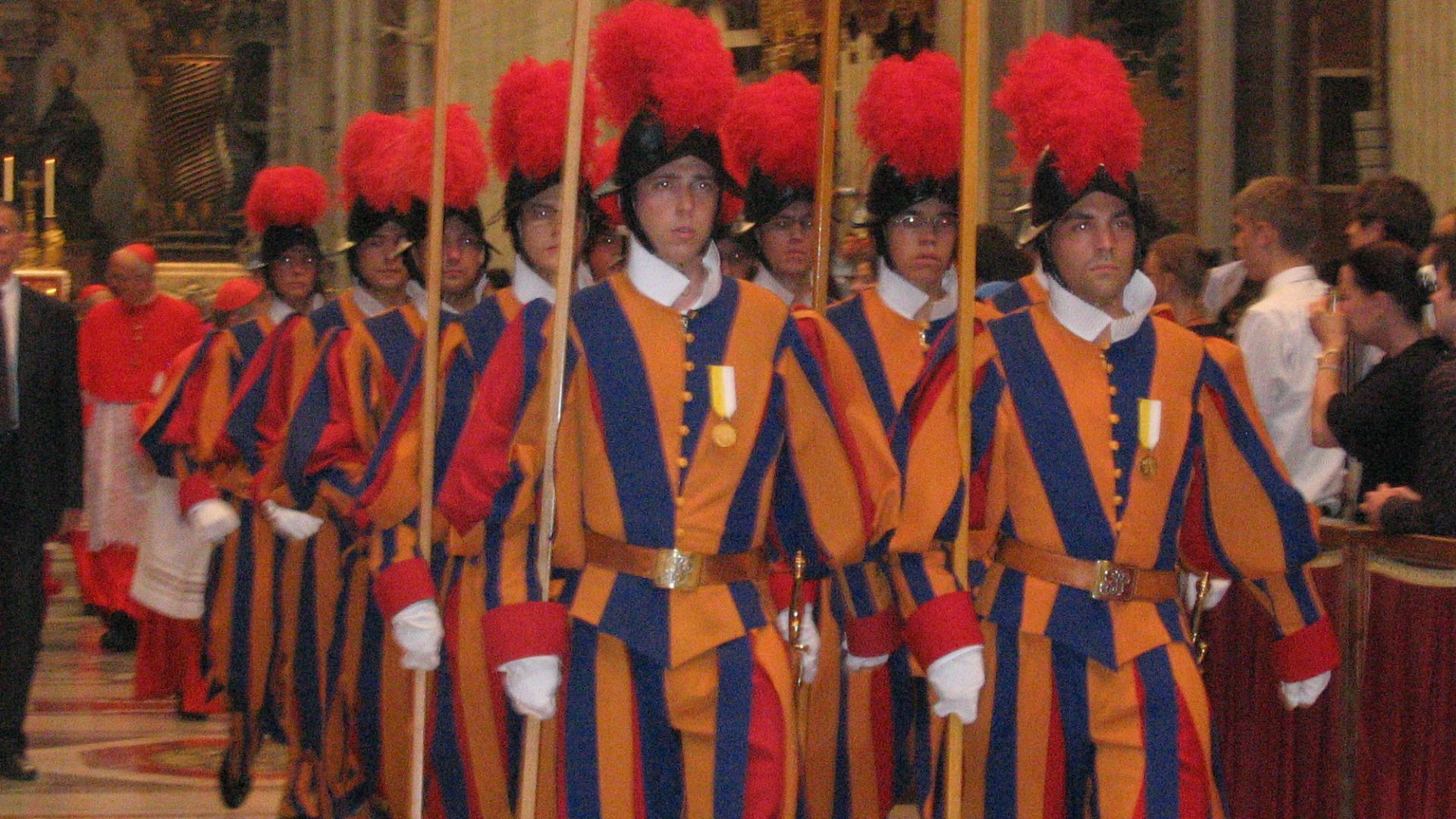 File:Group of swiss guards inside saint peter dome.jpg