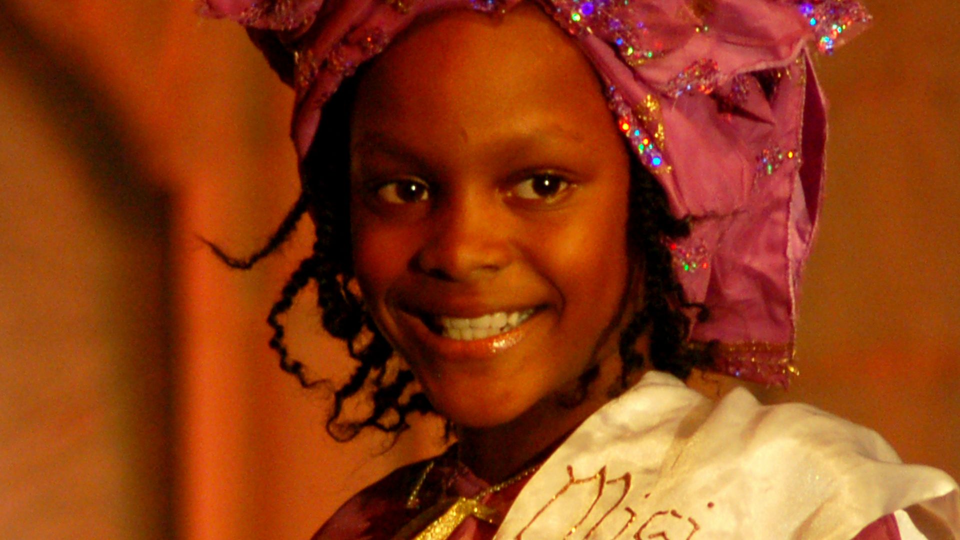 a person wearing a colorful dress