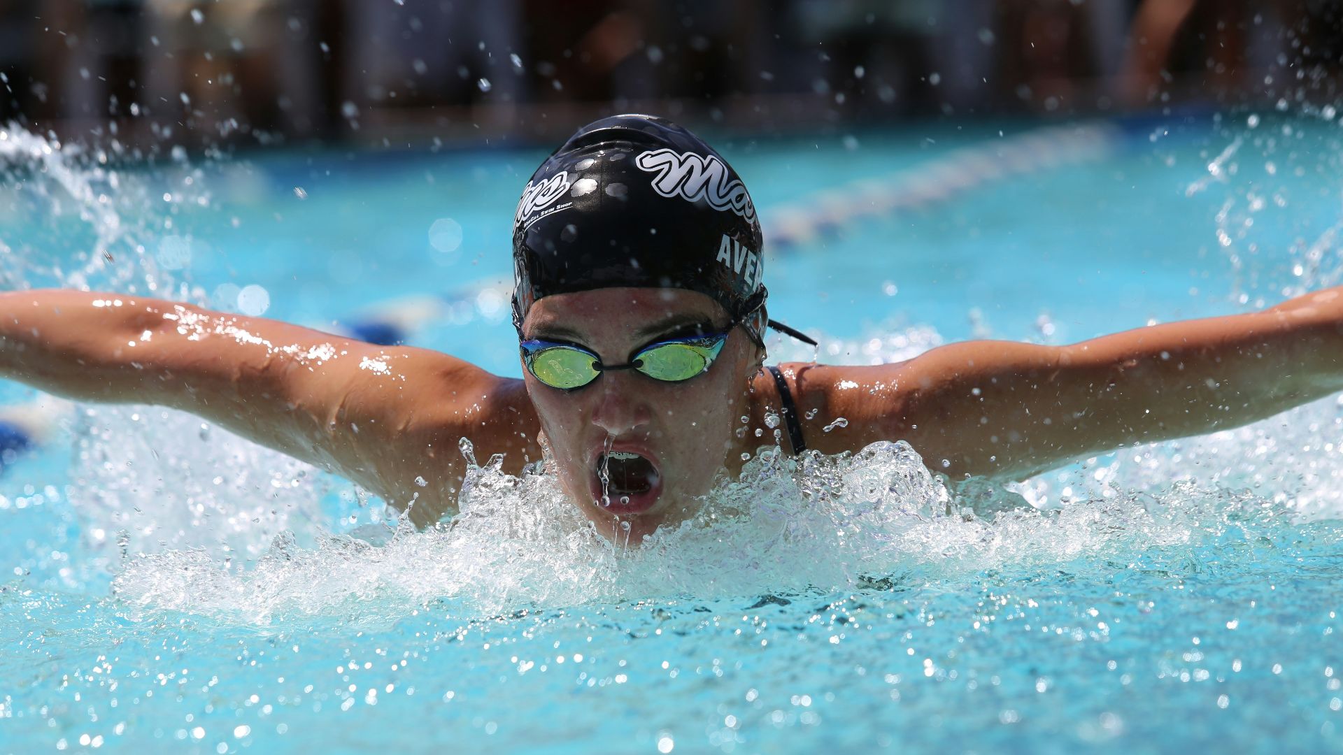 person in swimming goggles in swimming pool