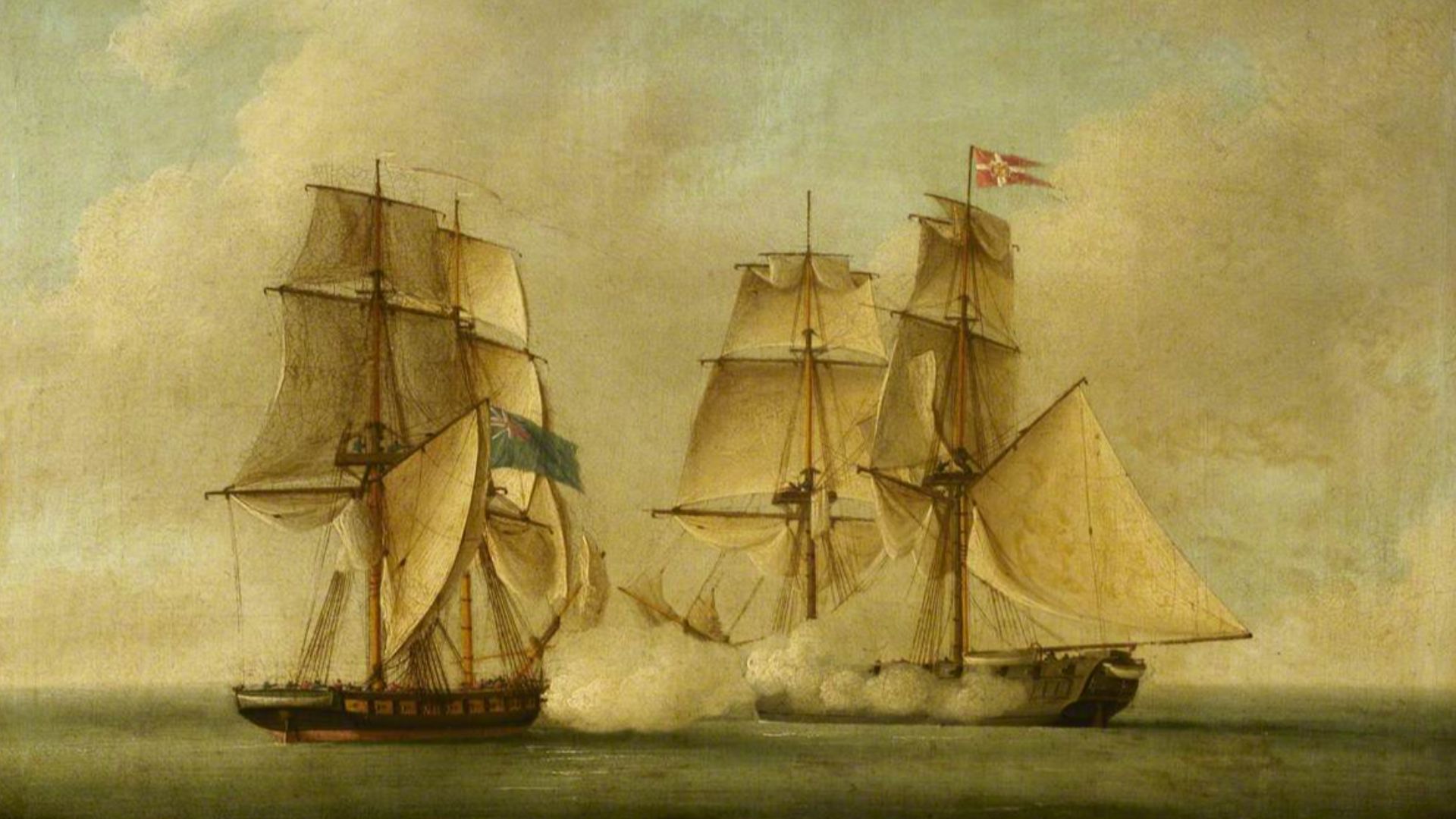File:Francis Sartorius II (c.1777-c.1831) - HMS 'Sappho' Capturing the Danish Brig 'Admiral Jawl', 2 March 1808, Ships Engaged - BHC0582 - Royal Museums Greenwich.jpg