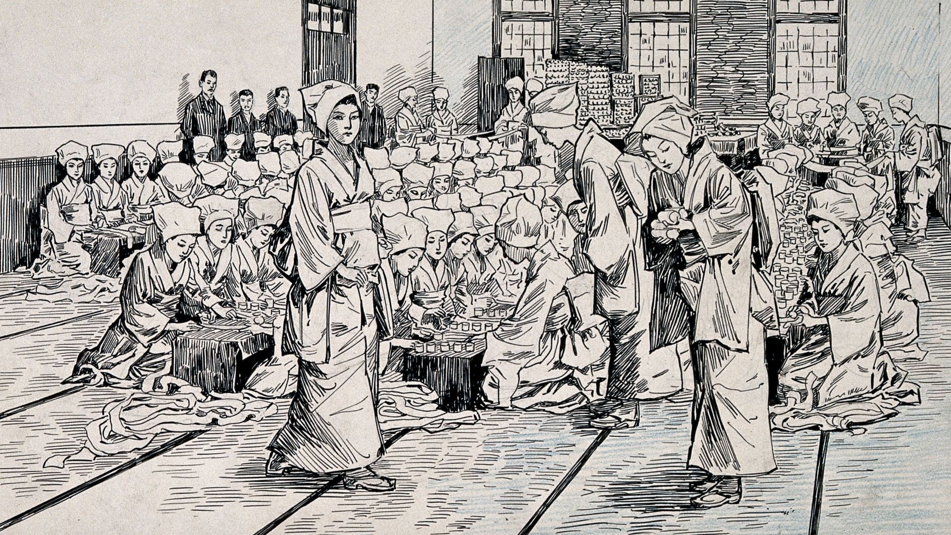 File:Russo-Japanese War; rows of women in a large warehouse makin Wellcome V0015657.jpg