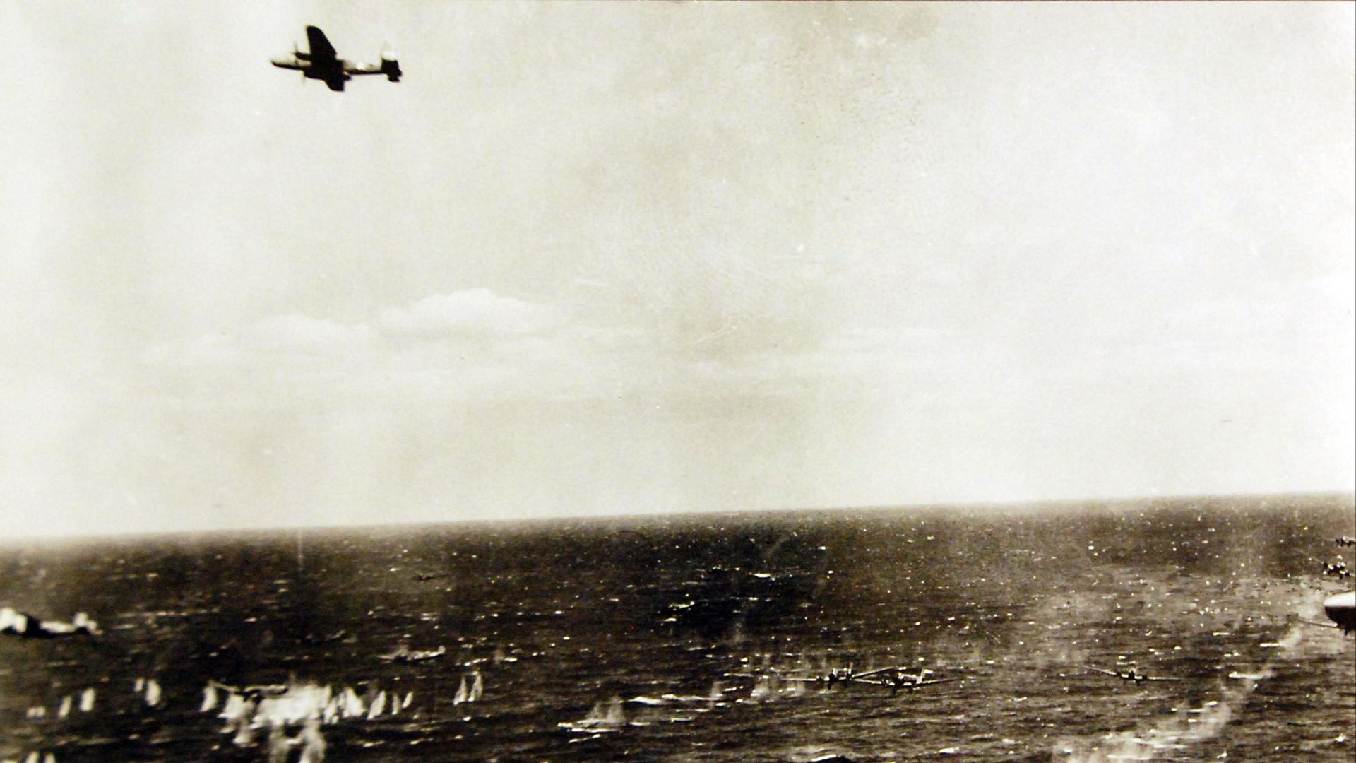 File:U.S. Army Air Force planes over Sicilian Straits attacking Axis air transports, 1943 (27014651840).jpg
