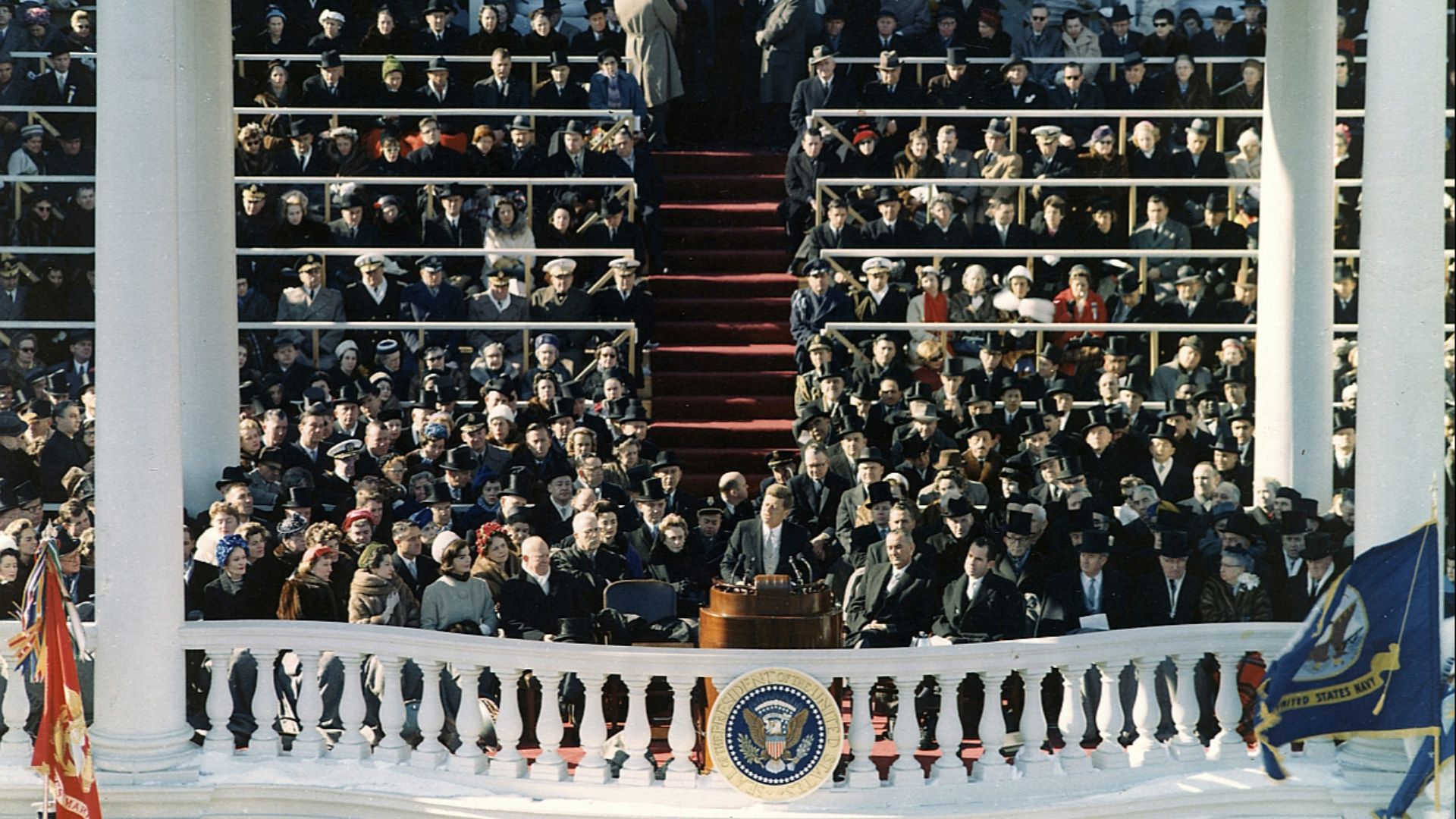 File:President Kennedy inaugural address (color).jpg
