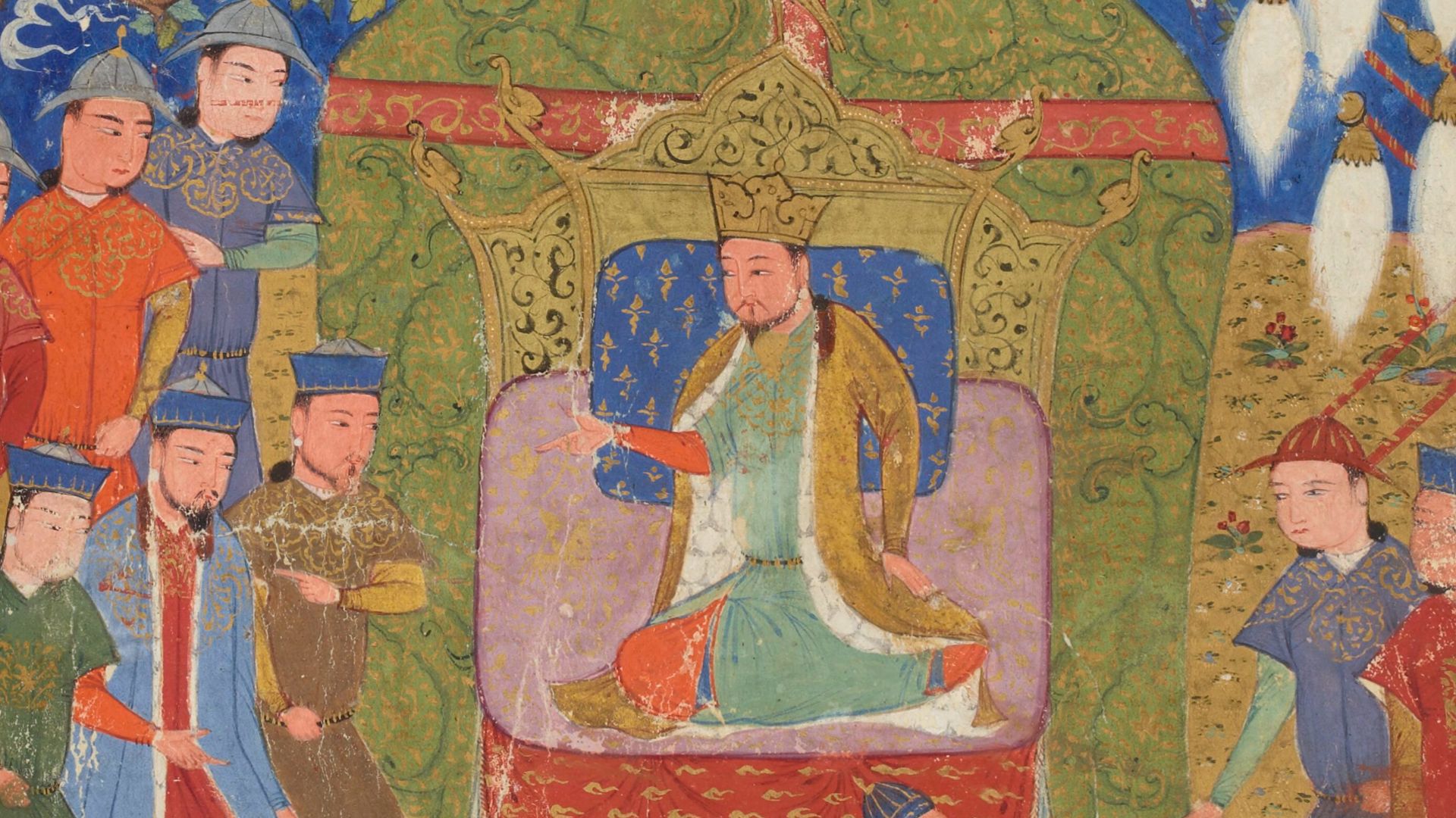 File:Temüjin proclaimed as Genghis Khan in 1206 Jami' al-tawarikh manuscript.jpg
