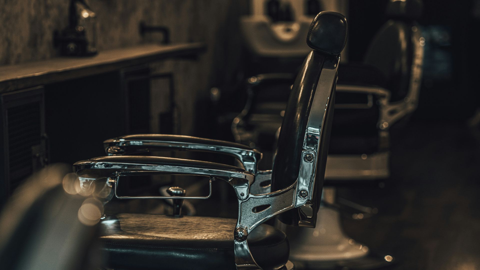 black and silver barber chair