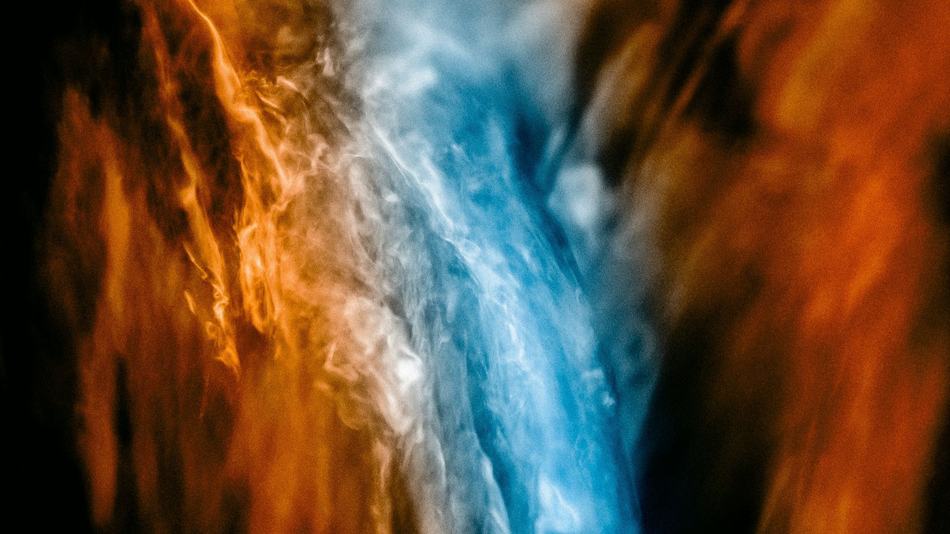 blue white and brown abstract painting