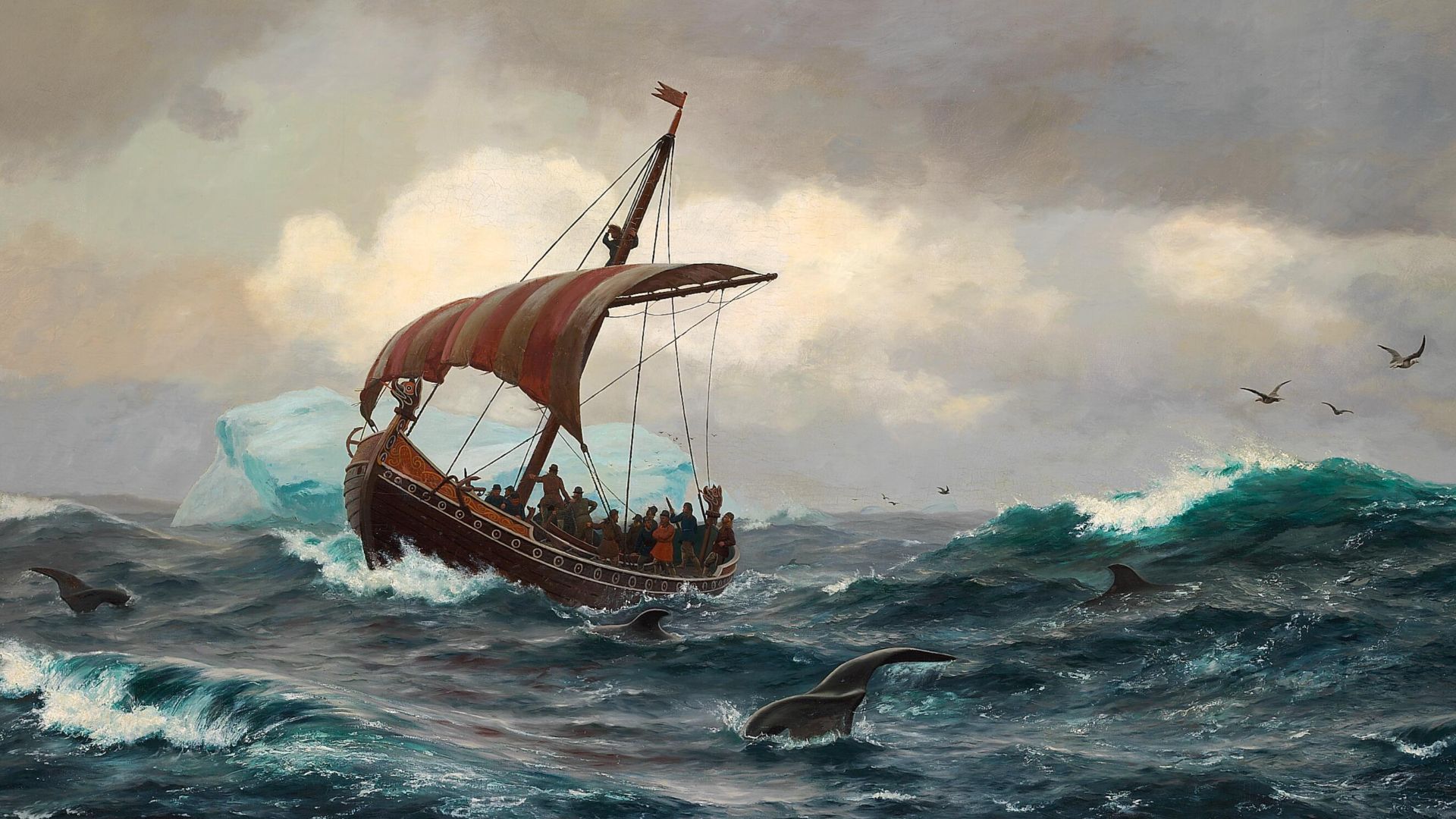File:I. E. C. Rasmussen - Sommernat under den Grønlandske Kyst circa Aar 1000.jpg