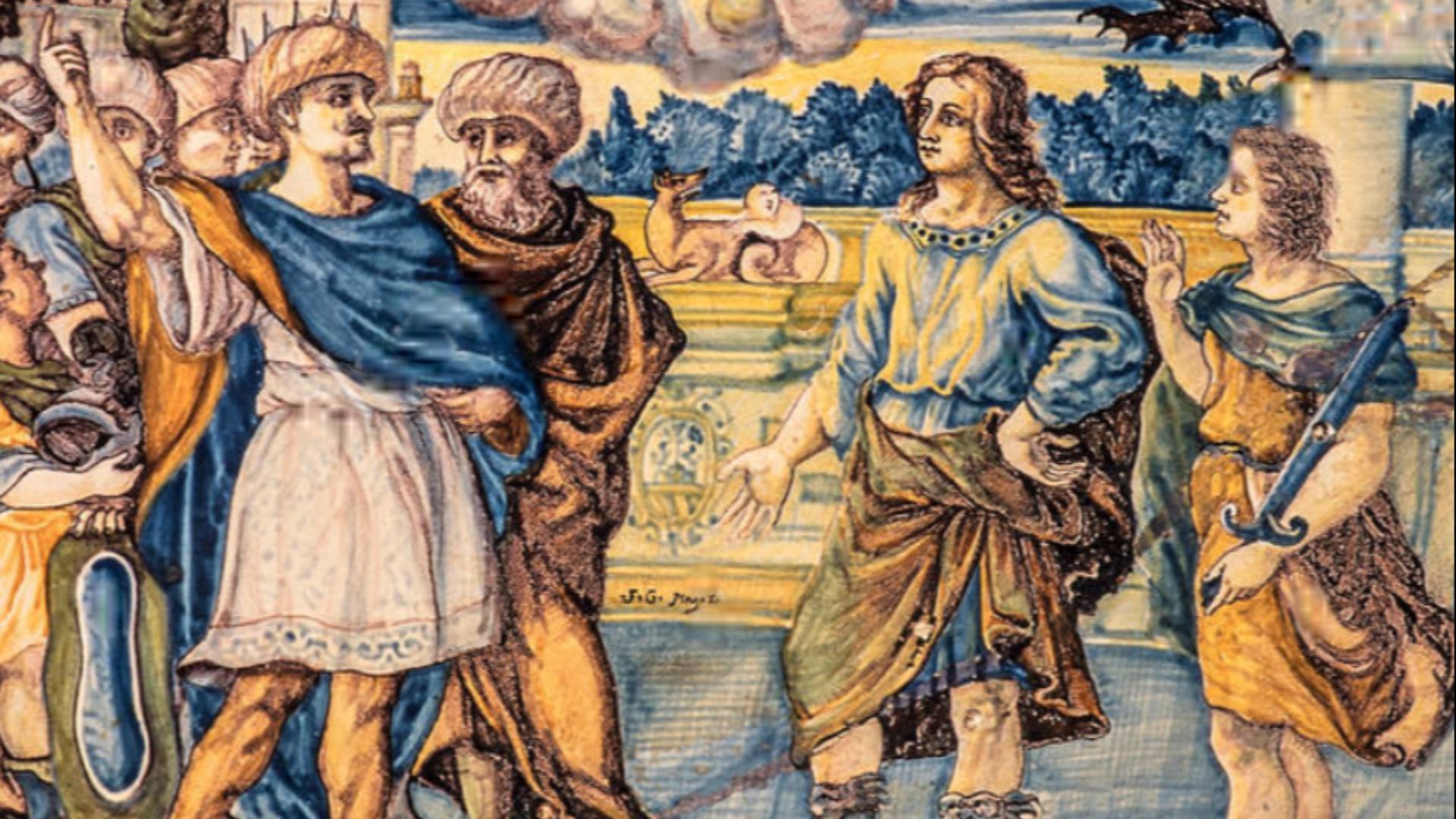 File:Meeting between Cyrus the Younger and Lysander, by Francesco Antonio Grue (1618-1673), maiolica with a dusting technique, Castelli manufacture, Abruzzo. Italy, 17th century.jpg