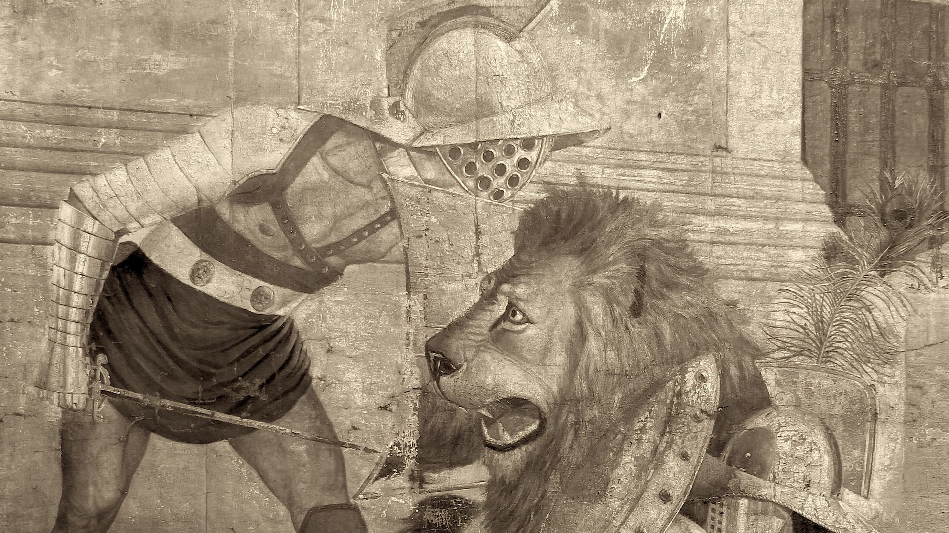 File:Venatio, Gladiator and Lion in the Colosseum.jpg