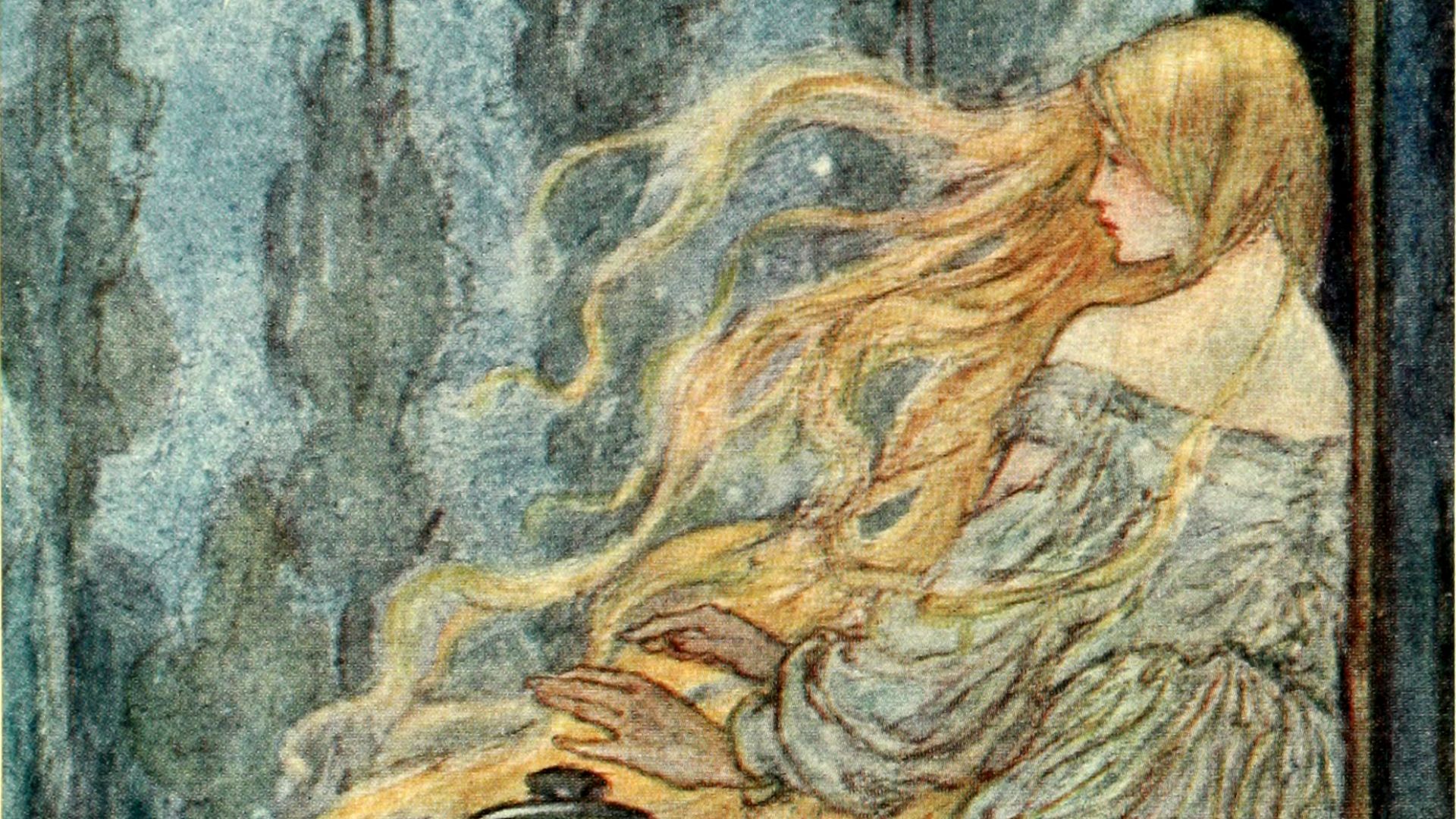 File:Early poems of William Morris - Florence Harrison color plate to page 086.jpg