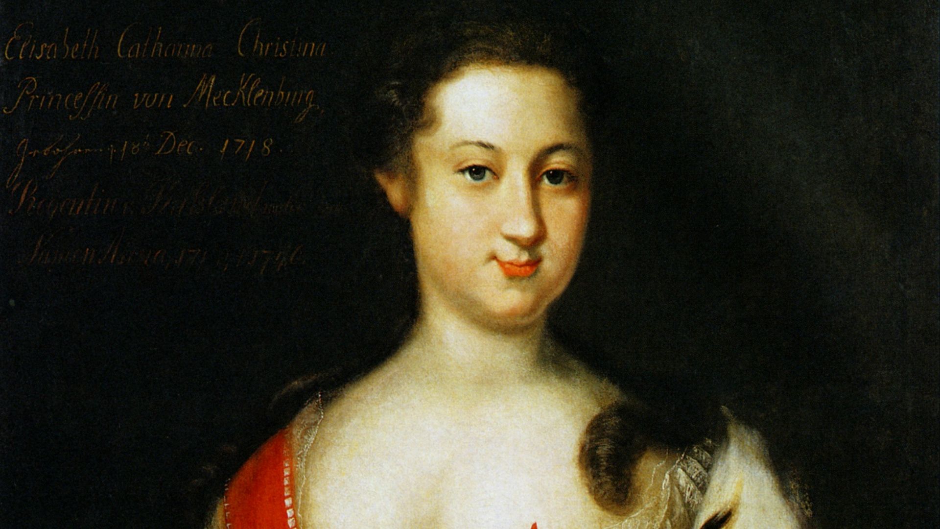 woman in red and gold dress painting