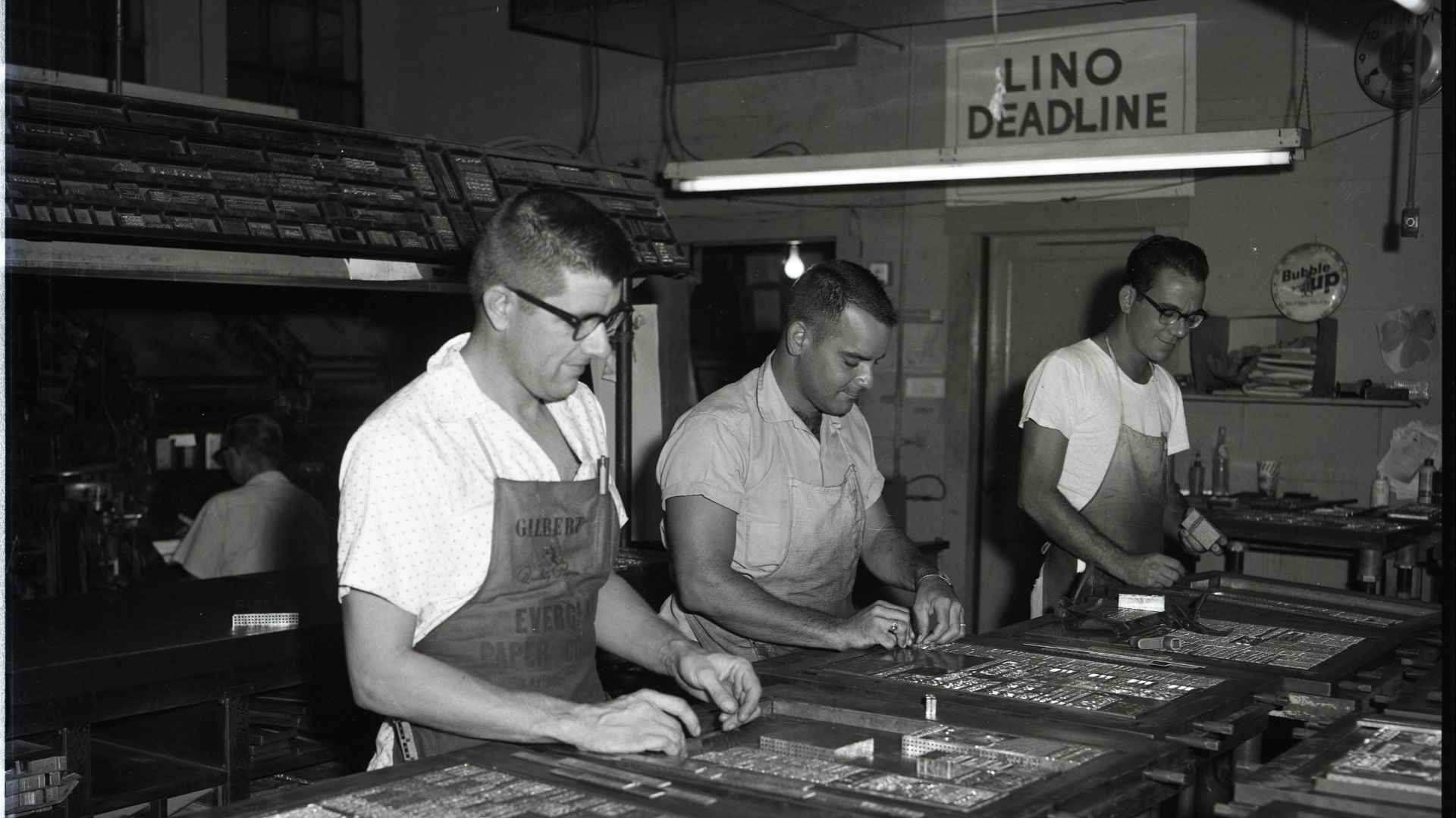 File:Lino Deadline - Printing Press Room of the Key West Citizen newspaper, early 1960s.jpg