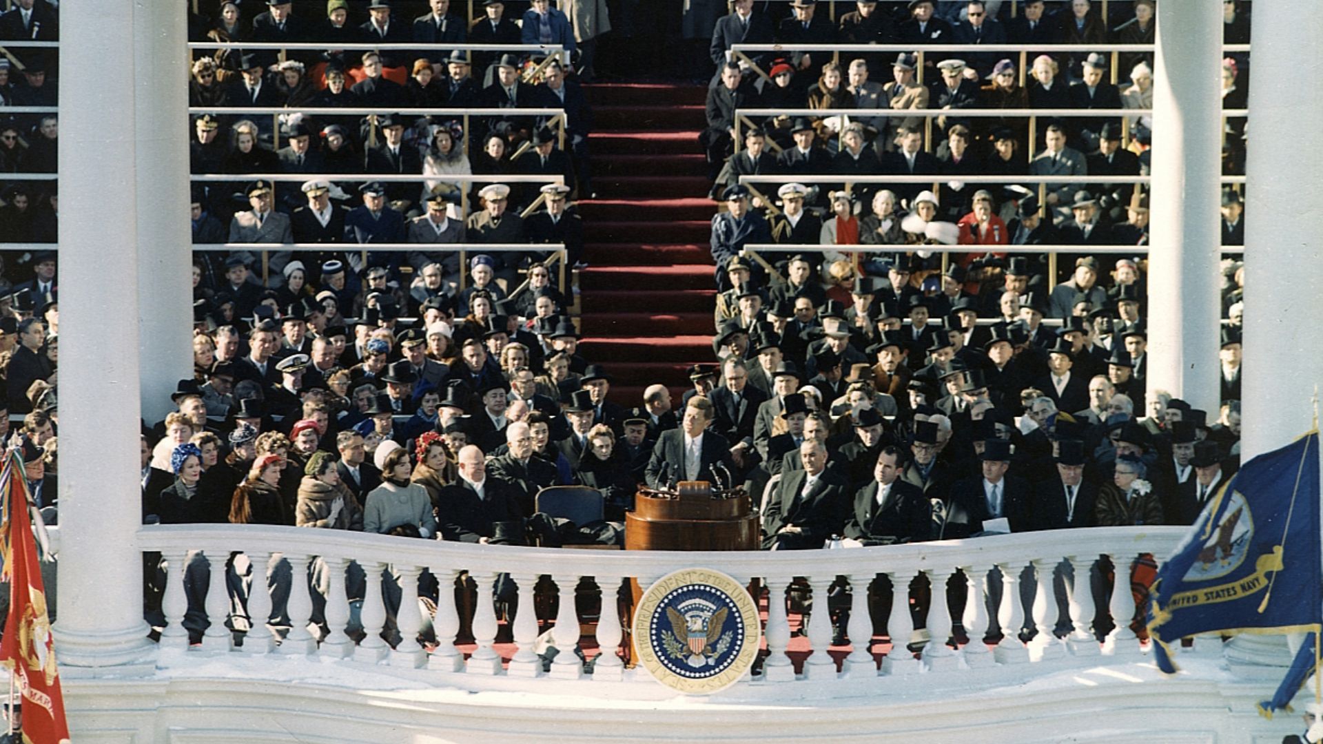 File:President Kennedy inaugural address (color).jpg