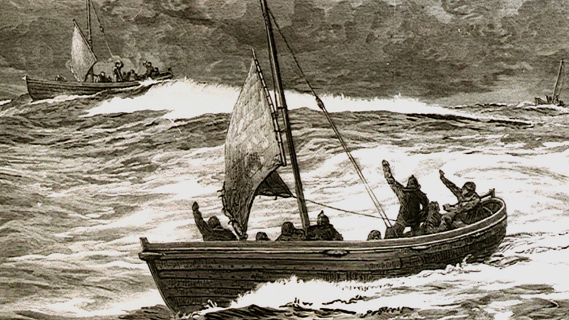 File:The loss of the Jeannette Separation of the boats during a gale, seven P.M September 12 1881 Illustration from the Graphic Saturday May 20, 1882 RMG PV3891.jpg
