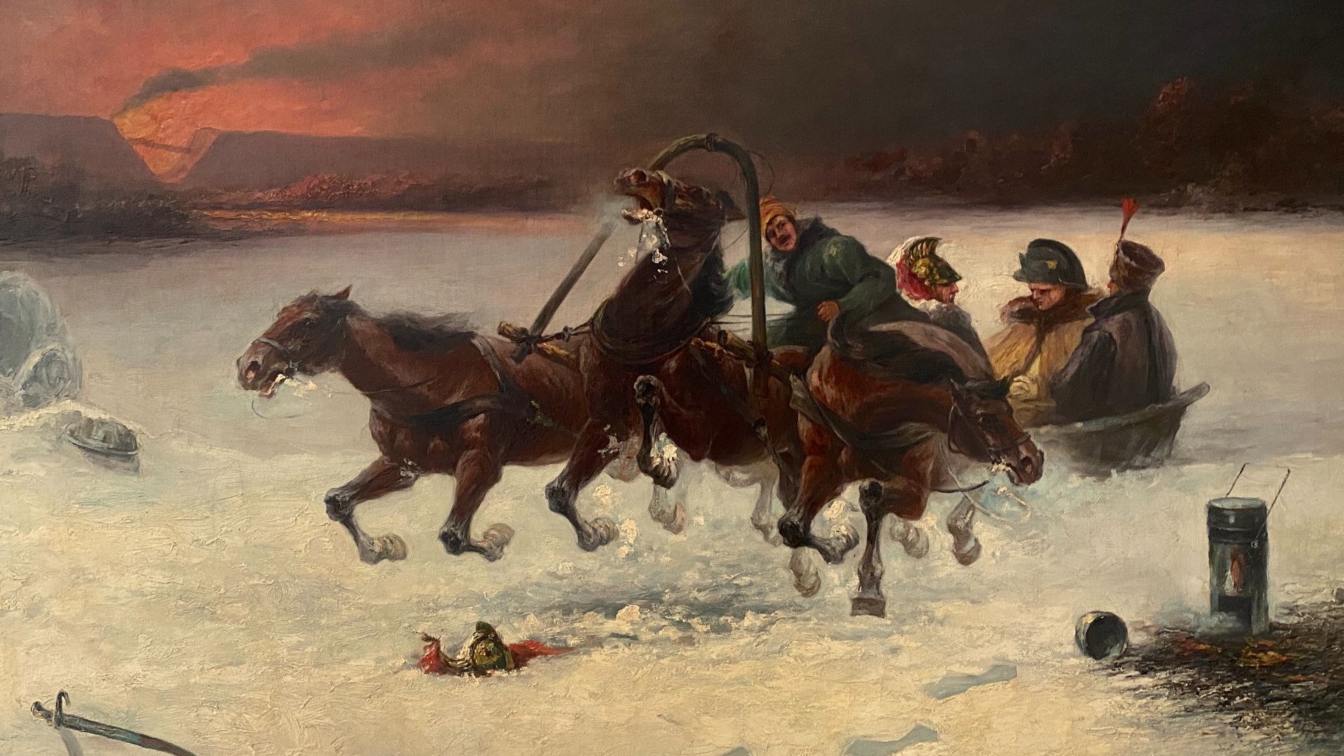 File:Pjotr C. Stojanov - Napoleon Leaving Moscow (oil on canvas, early 20th century painting).jpg