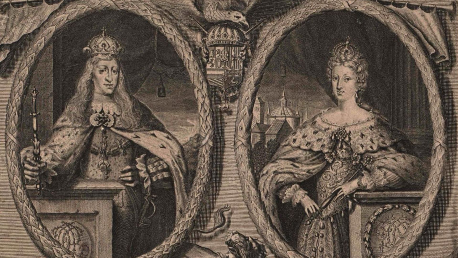 File:Drawings of Charles II of Spain with his second wife Princess Maria Anna of Neuburg by an unknown artist.jpg