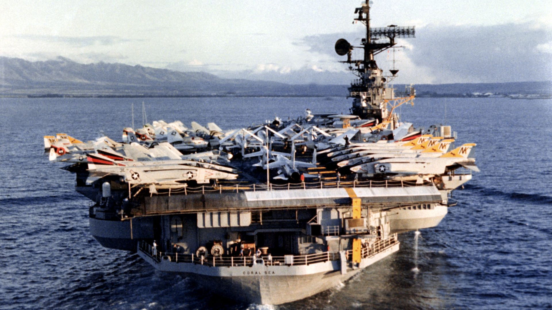 File:USS Coral Sea (CV-43) approaching Pearl Harbor in 1981.jpg