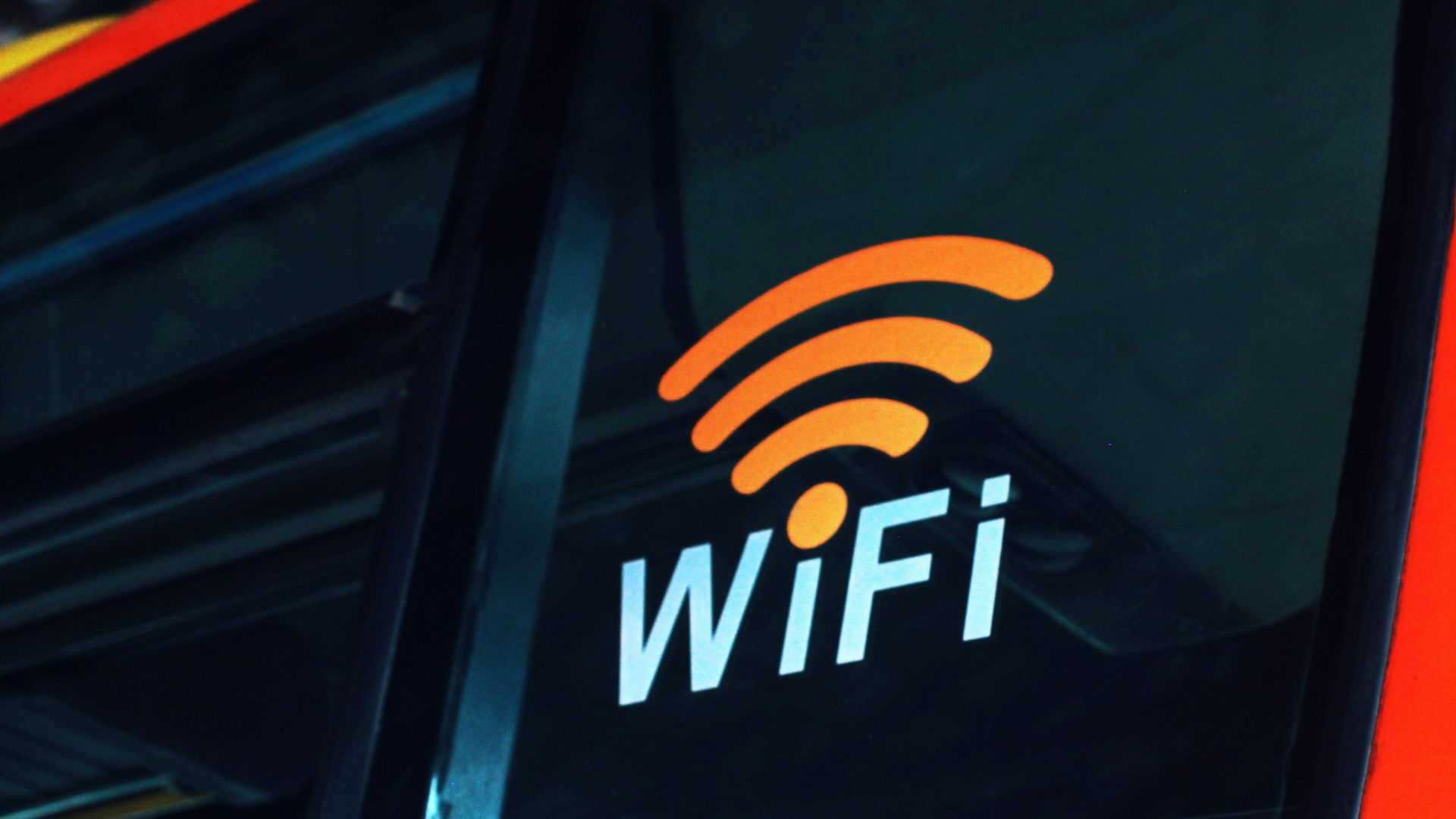 a close up of the wifi logo on the side of a bus