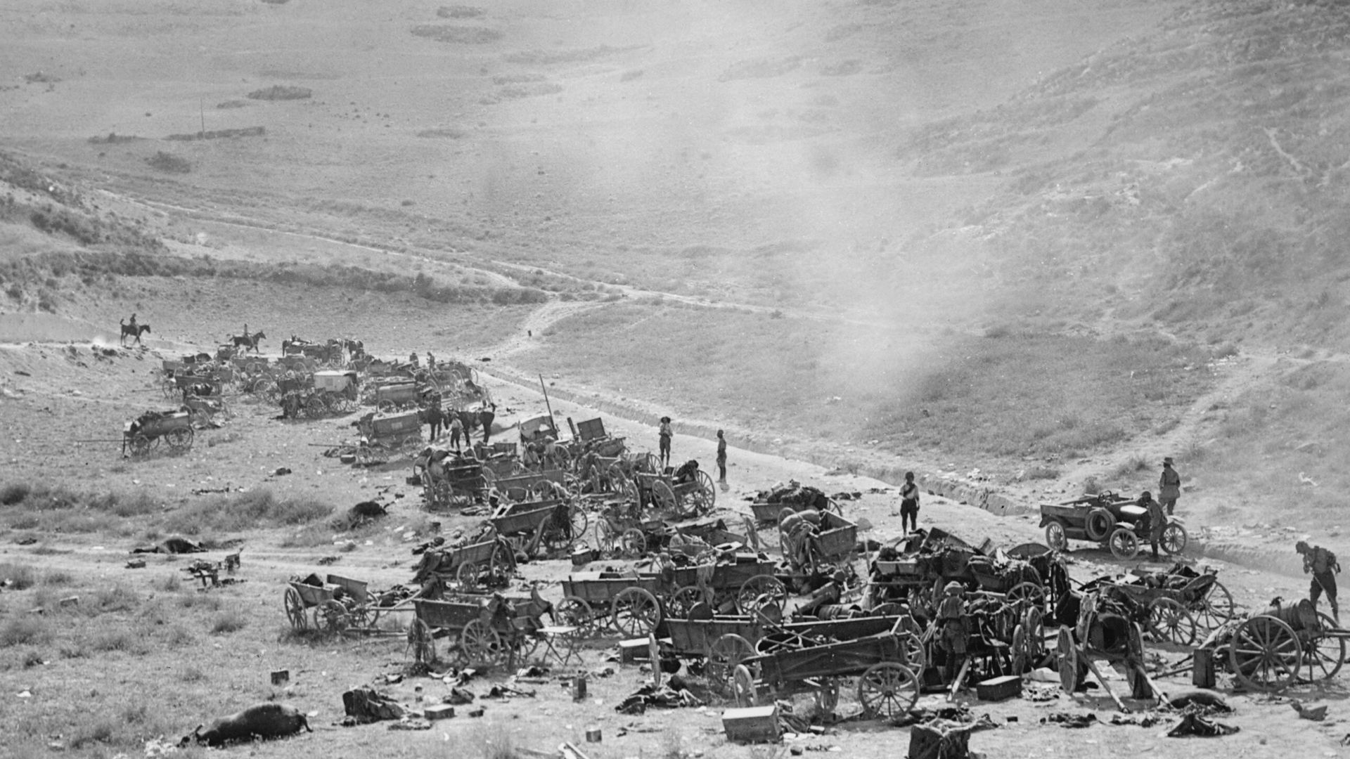 File:Battle of Megiddo (1918) Destroyed Turkish transport.jpg