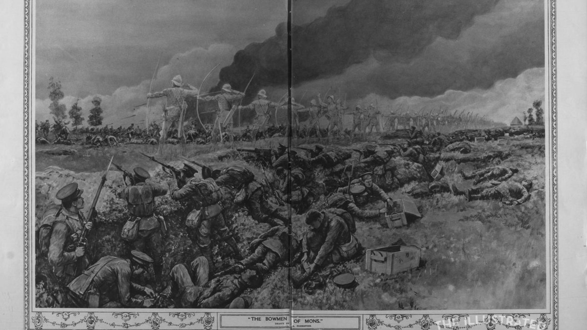 File:Nov 29 1915 - Illustrated London News The Ghostly Bowmen of Mons fight the Germans.jpg