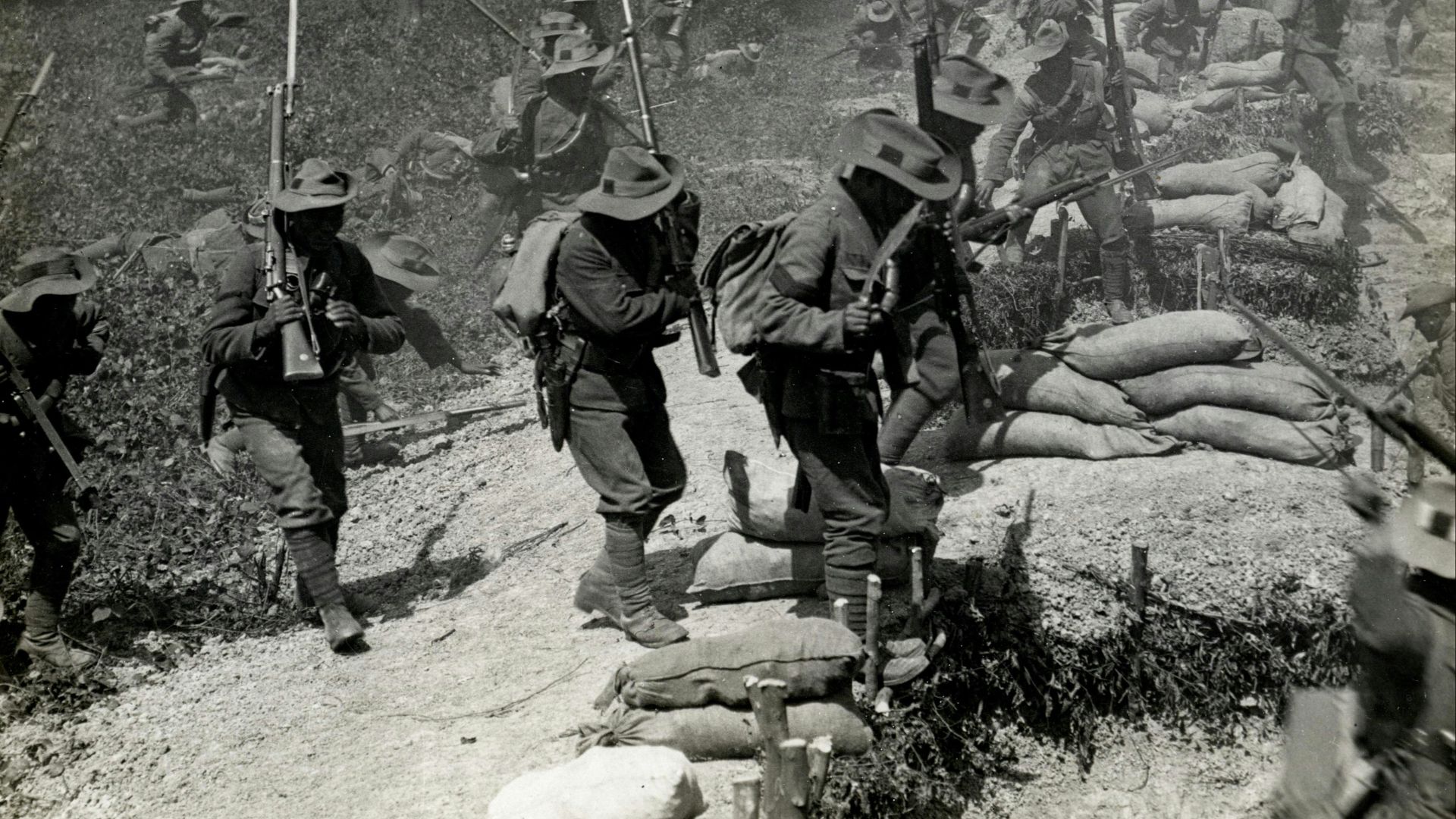 World War 1 charging a trench