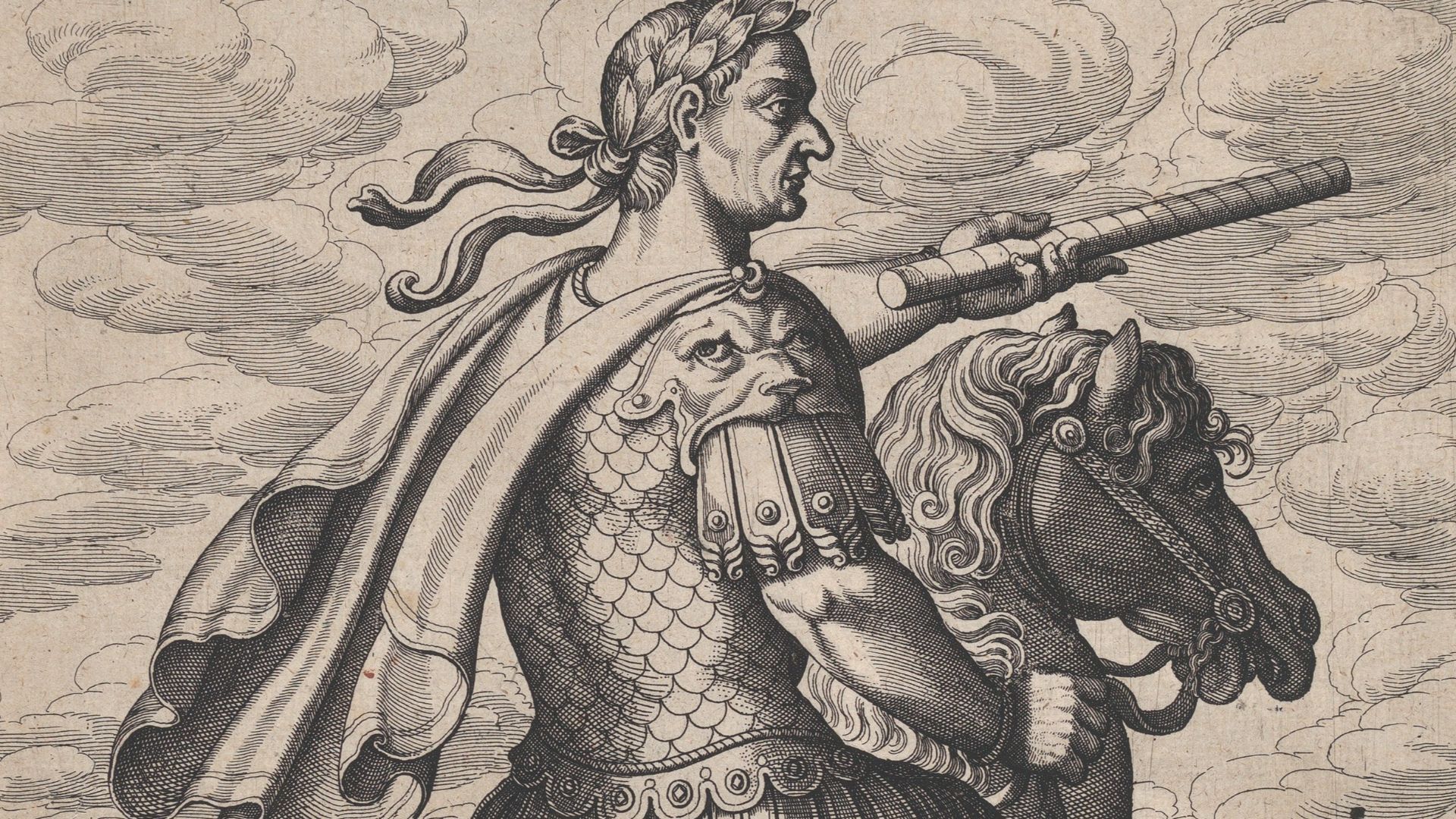 File:Plate 1- Emperor Julius Caesar on Horseback, from ' The First Twelve Roman Caesars', after Tempesta MET DP857126.jpg