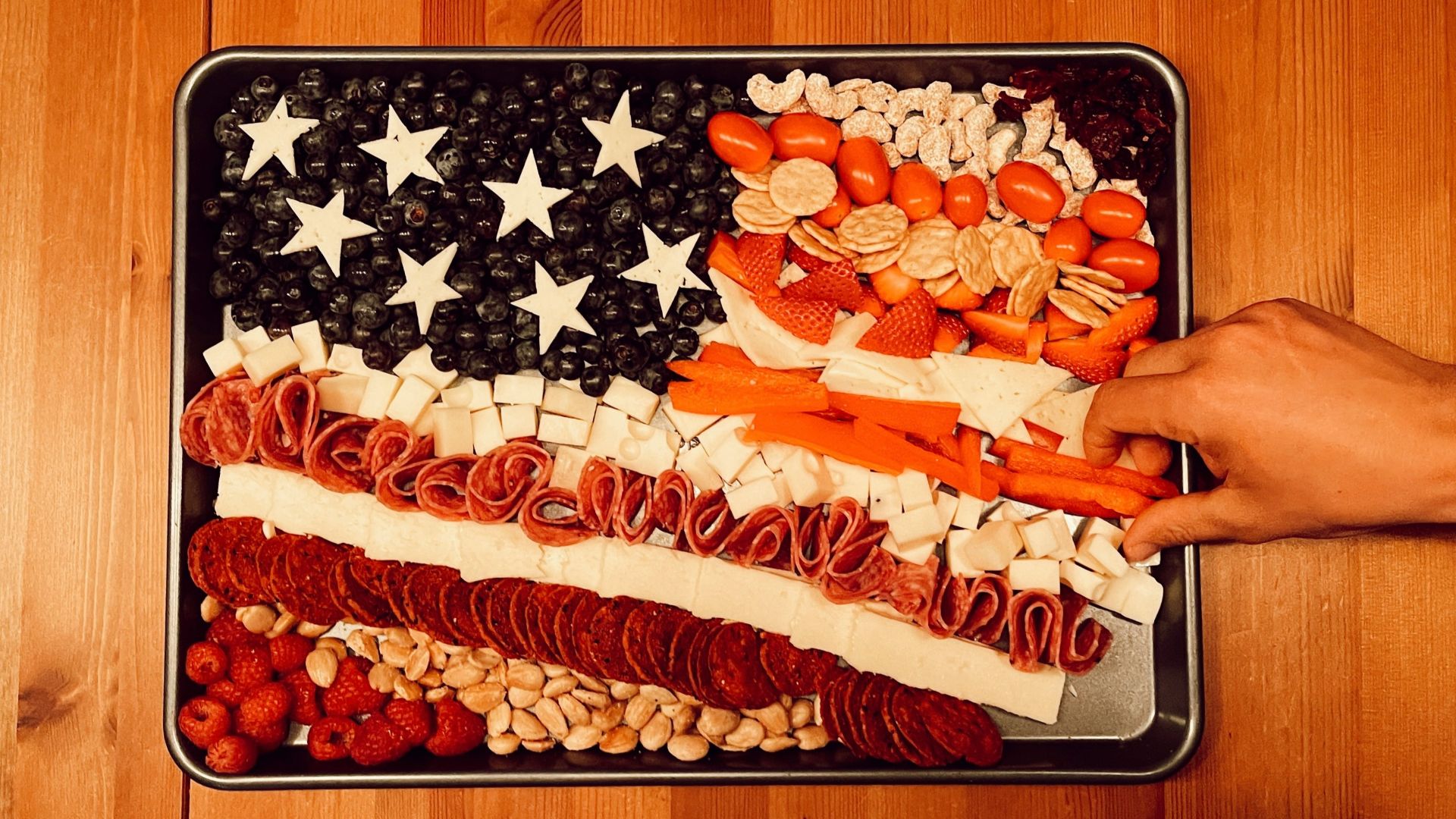 person holding tray with food