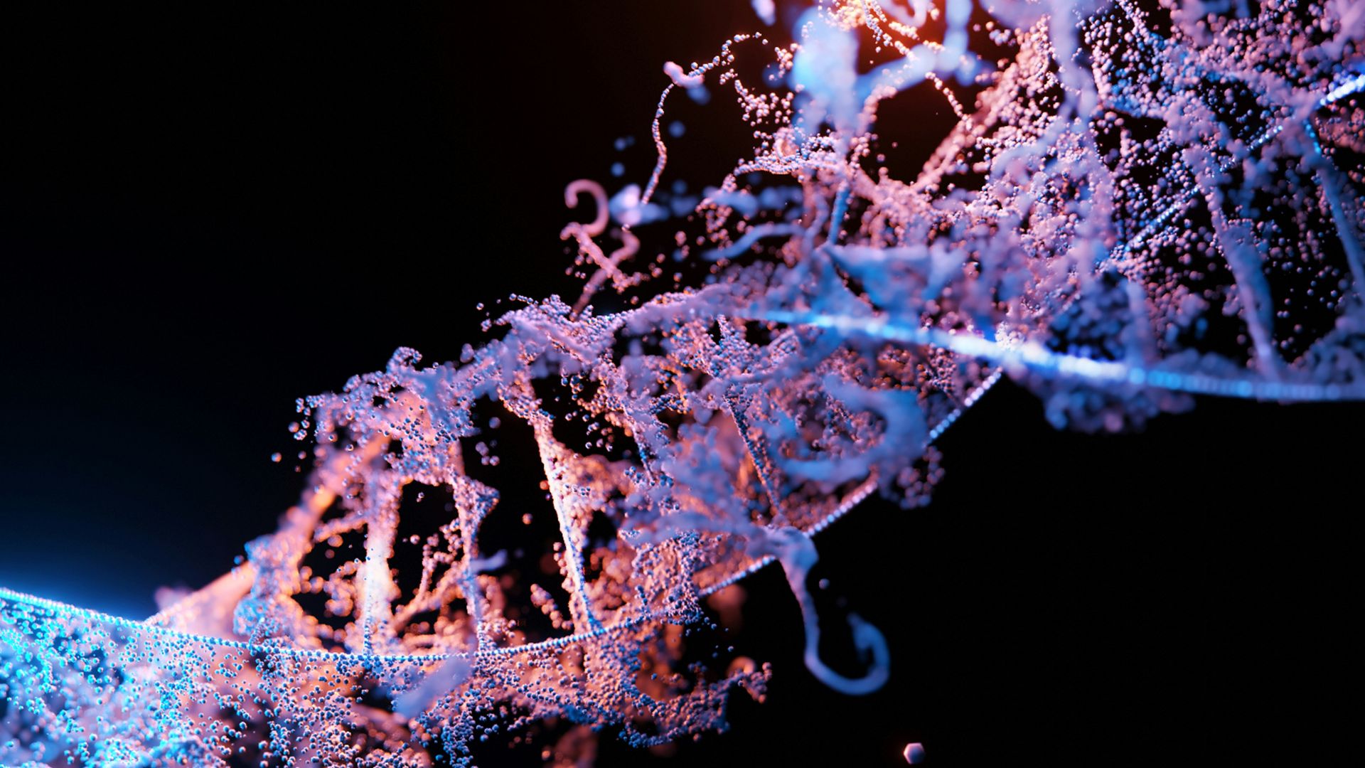 a close up of a blue and purple structure