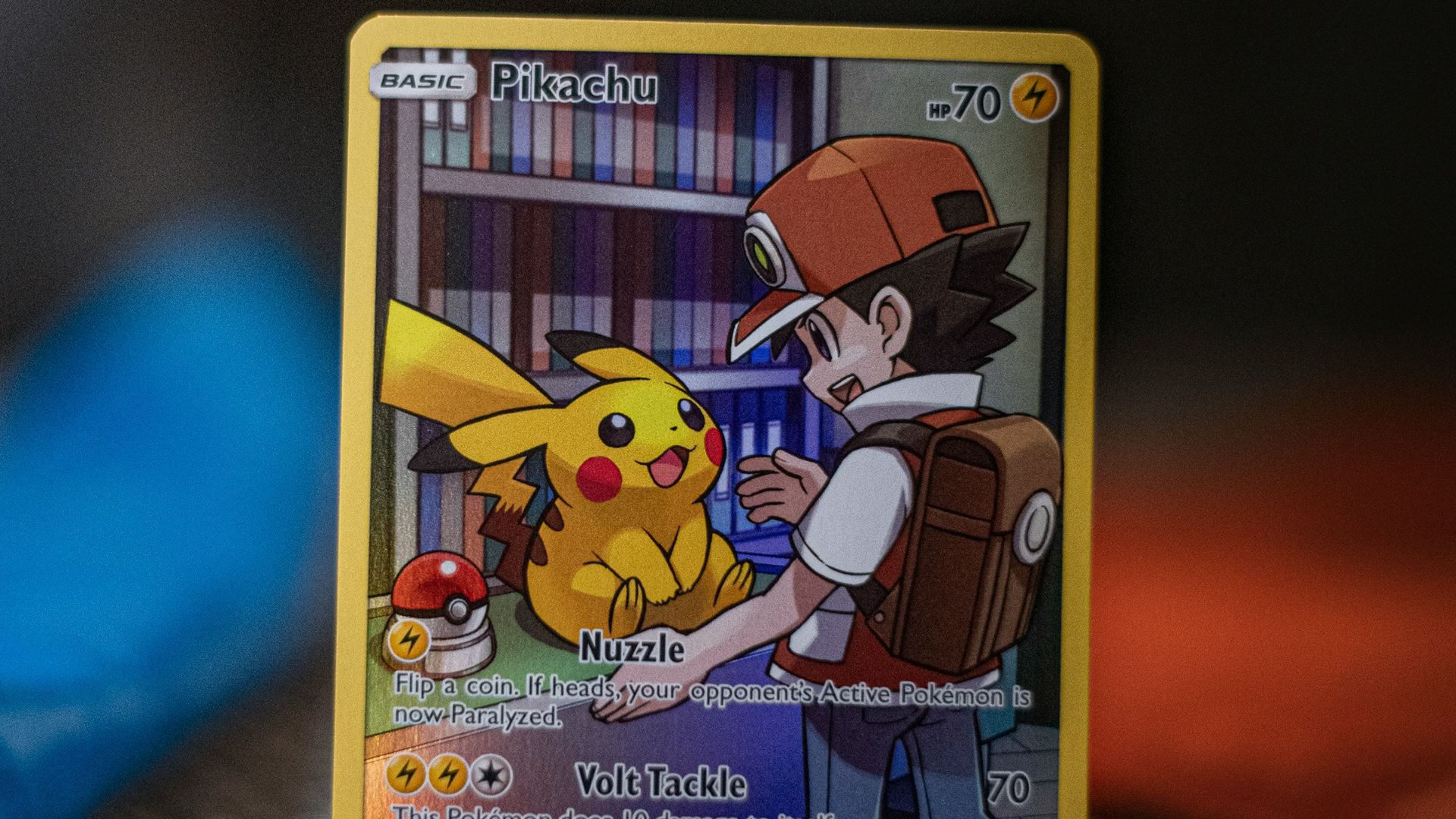 a pokemon card sitting on top of a table
